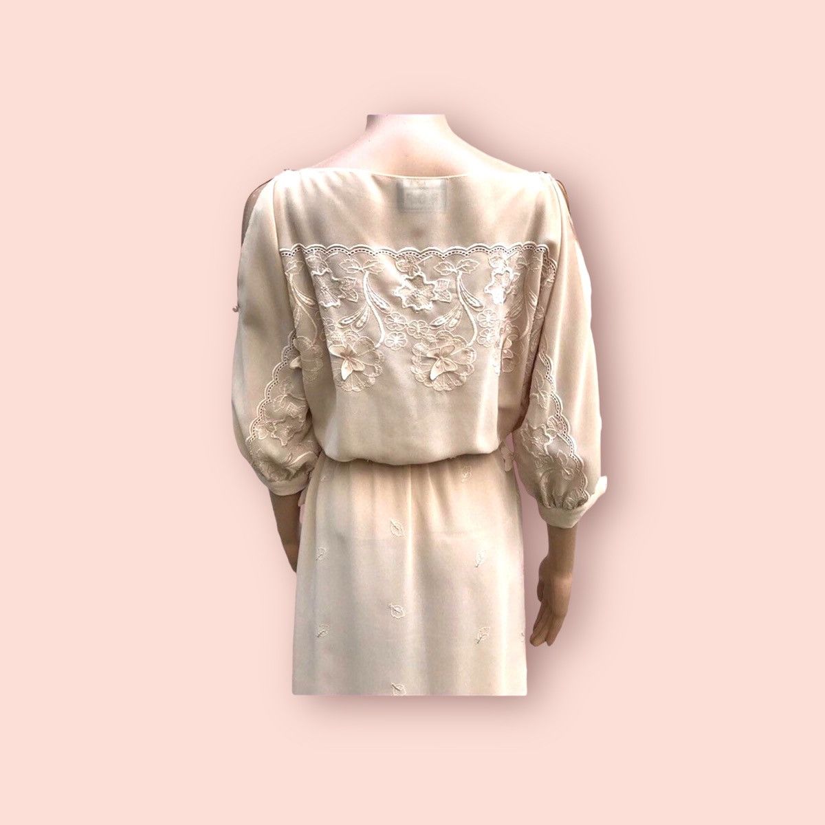 Vintage 80s Vintage Dress Layered Sheer Fabric Cold Shoulders Size M / US 6-8 / IT 42-44 - 5 Thumbnail