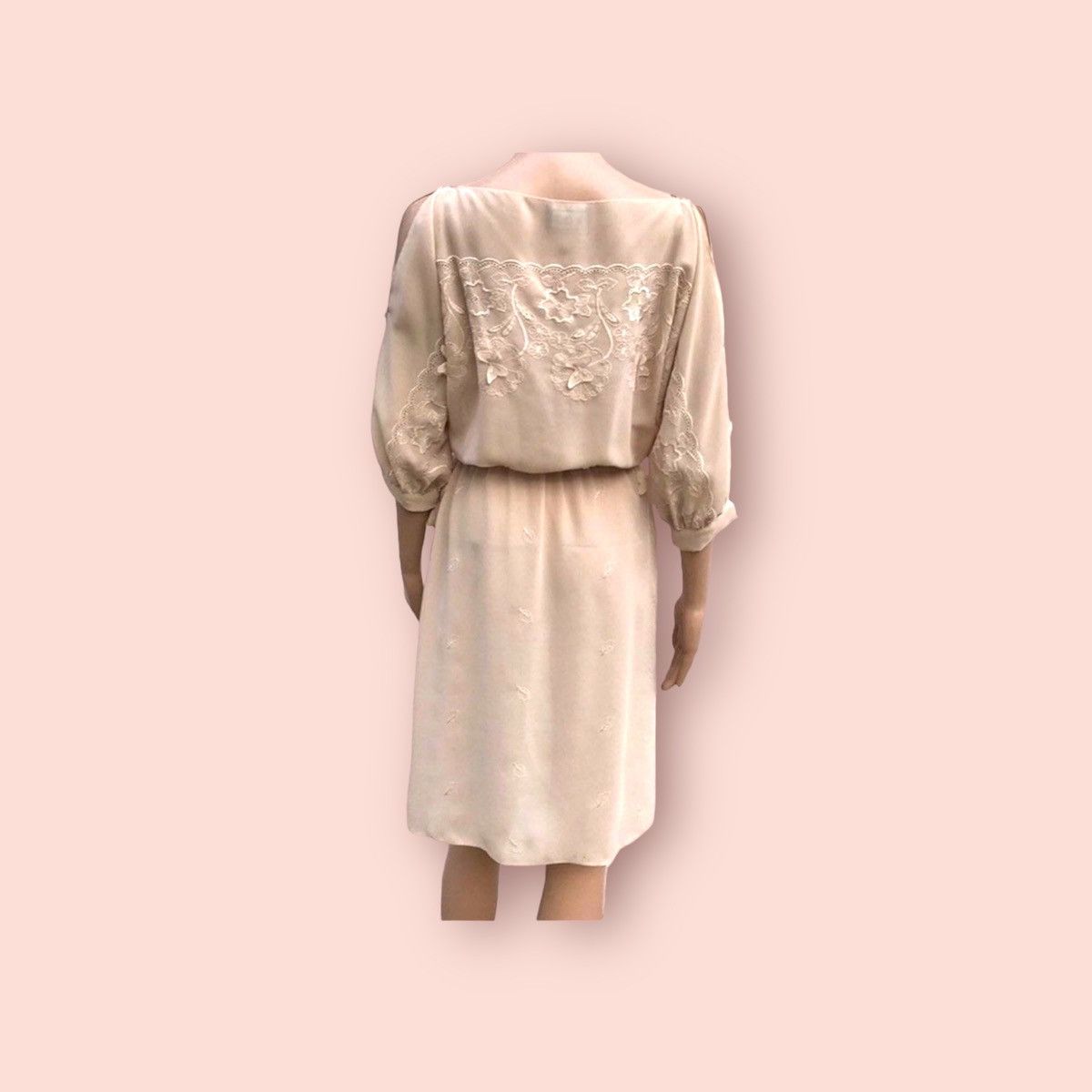 Vintage 80s Vintage Dress Layered Sheer Fabric Cold Shoulders Size M / US 6-8 / IT 42-44 - 6 Thumbnail