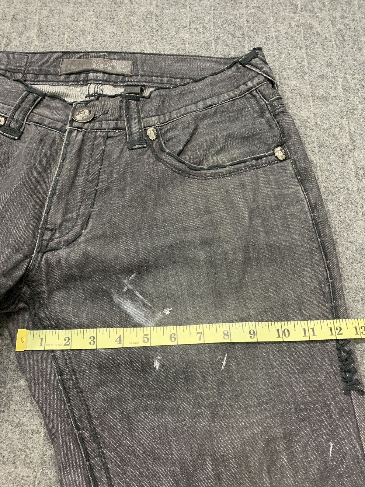 Japanese Brand Rare Laguna Beach Jean Co Distressed Black Denim Skull Logo Size US 36 / EU 52 - 12 Thumbnail