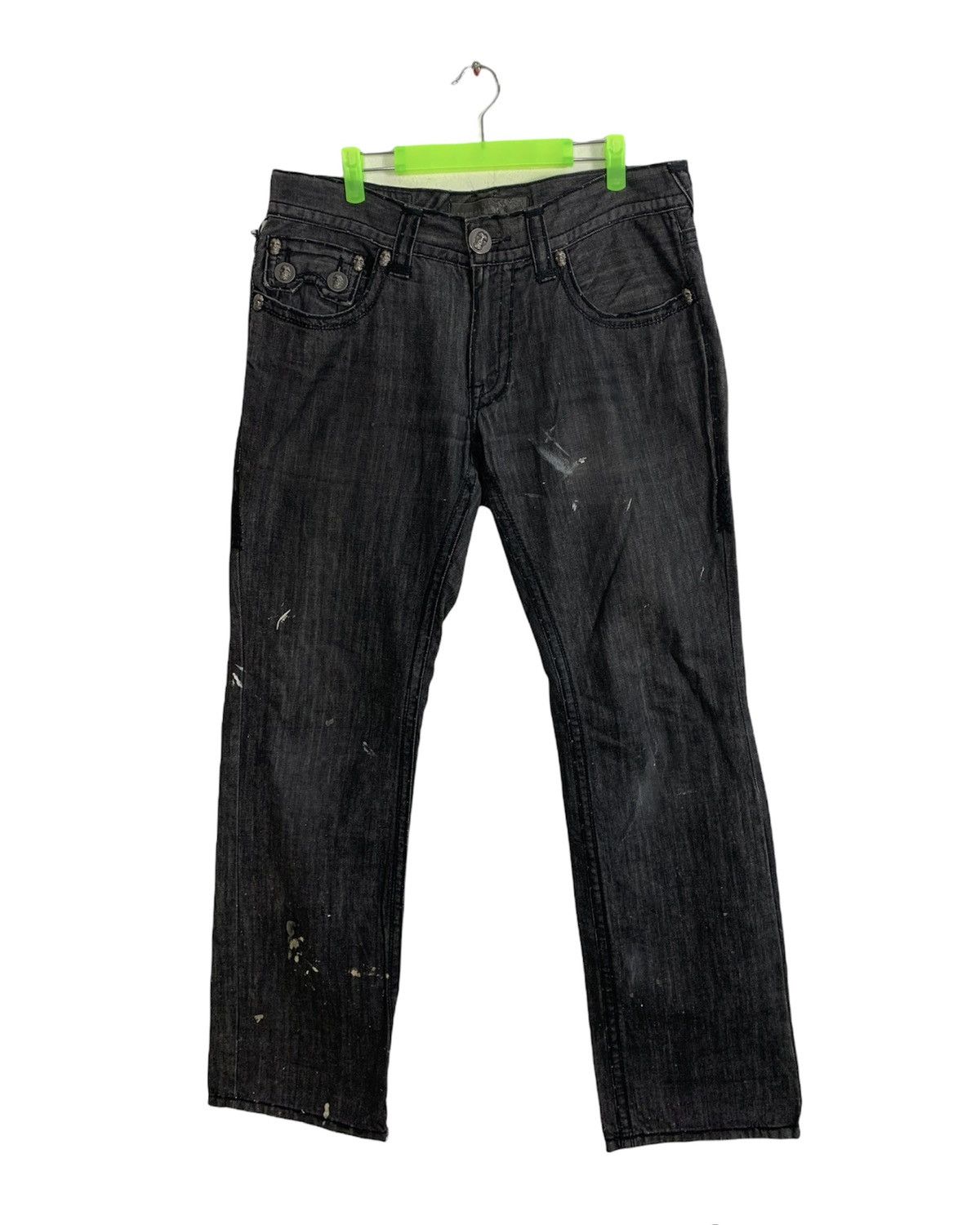Japanese Brand Rare Laguna Beach Jean Co Distressed Black Denim Skull Logo Size US 36 / EU 52 - 2 Thumbnail