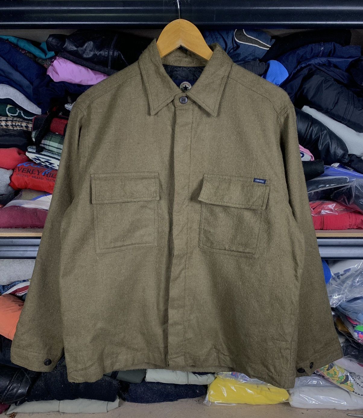 Converse Vintage 90S Converse Wool Flannel Shirt Hype colour Size US L / EU 52-54 / 3 - 1 Thumbnail