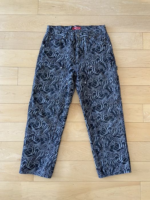 Supreme Supreme Double Knee Denim Script Jacquard Painter Pant