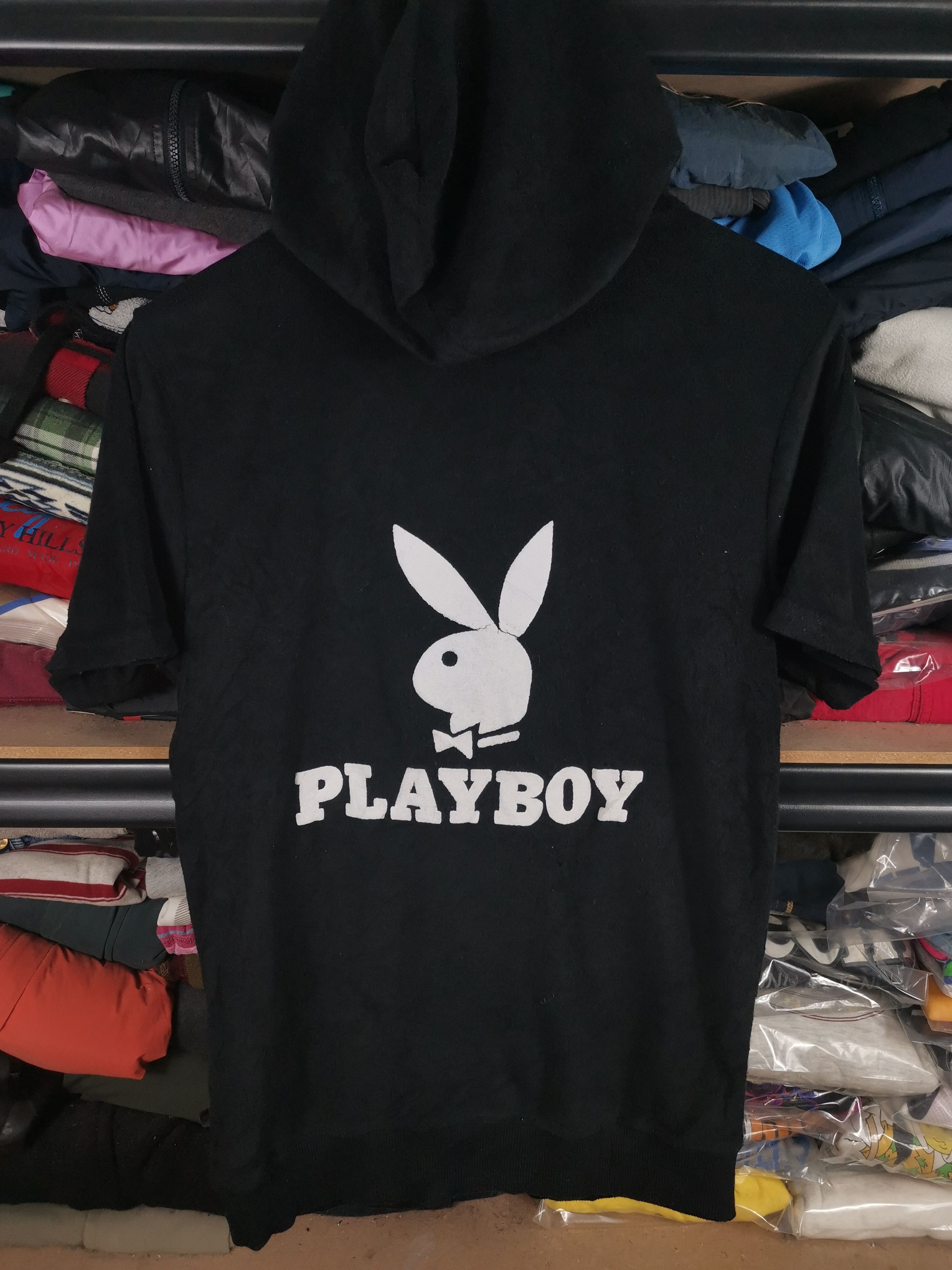 Playboy × Vintage Vintage Playboy Big Logo Velvet Hoodie Short Sleeve Size US M / EU 48-50 / 2 - 1 Thumbnail