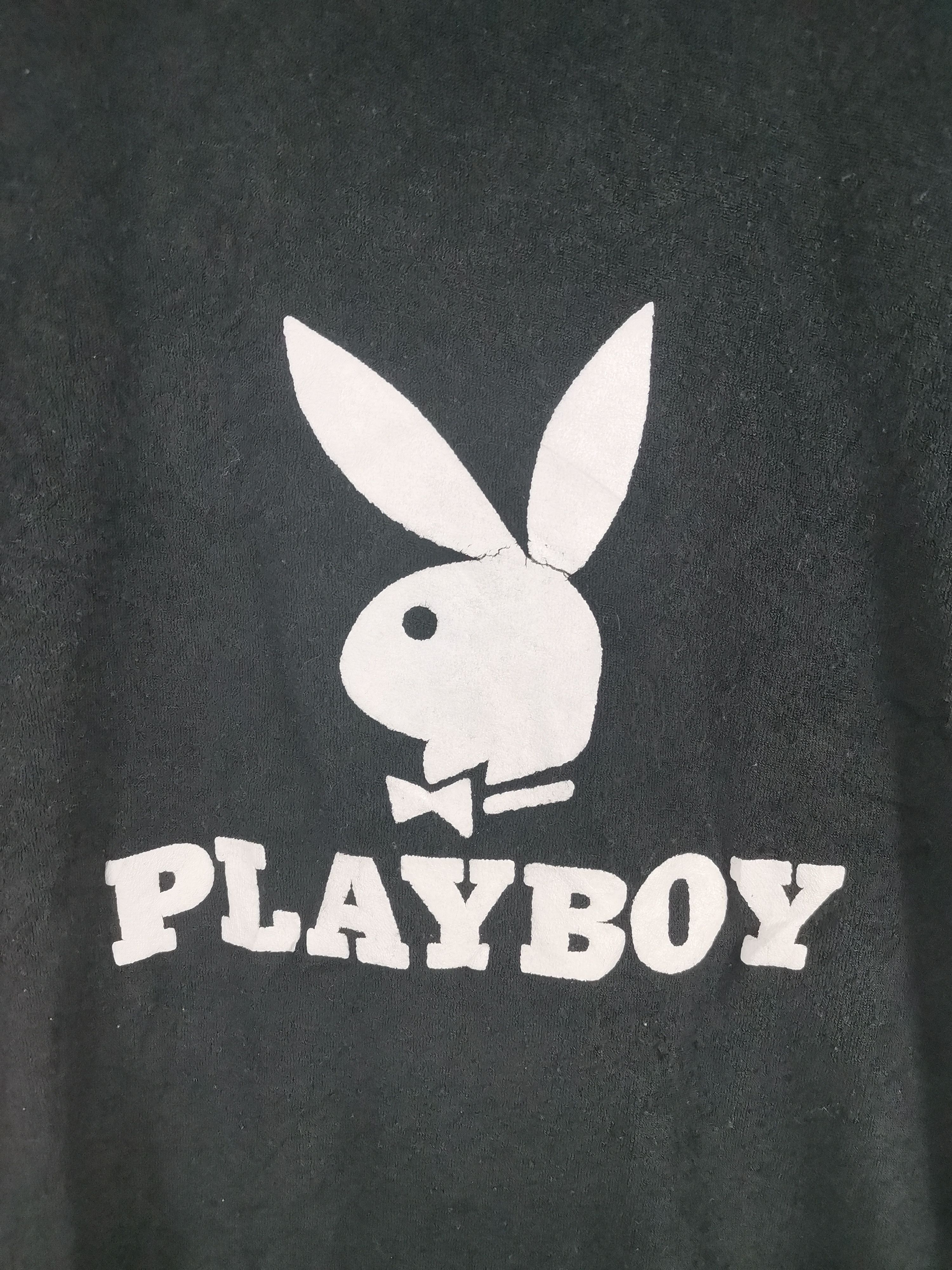 Playboy × Vintage Vintage Playboy Big Logo Velvet Hoodie Short Sleeve Size US M / EU 48-50 / 2 - 2 Thumbnail