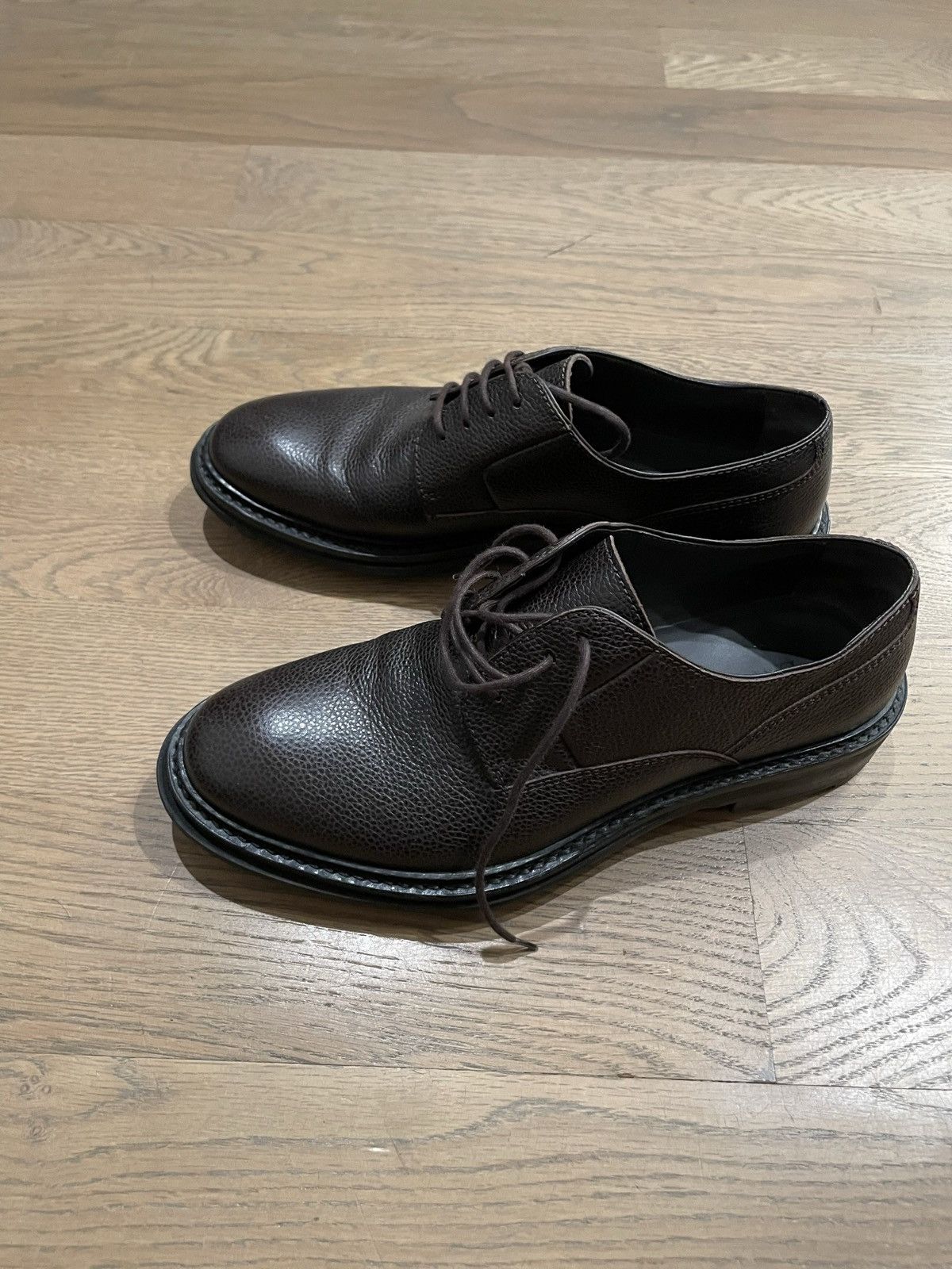 Lanvin Lanvin brown pebbled leather derby Grailed