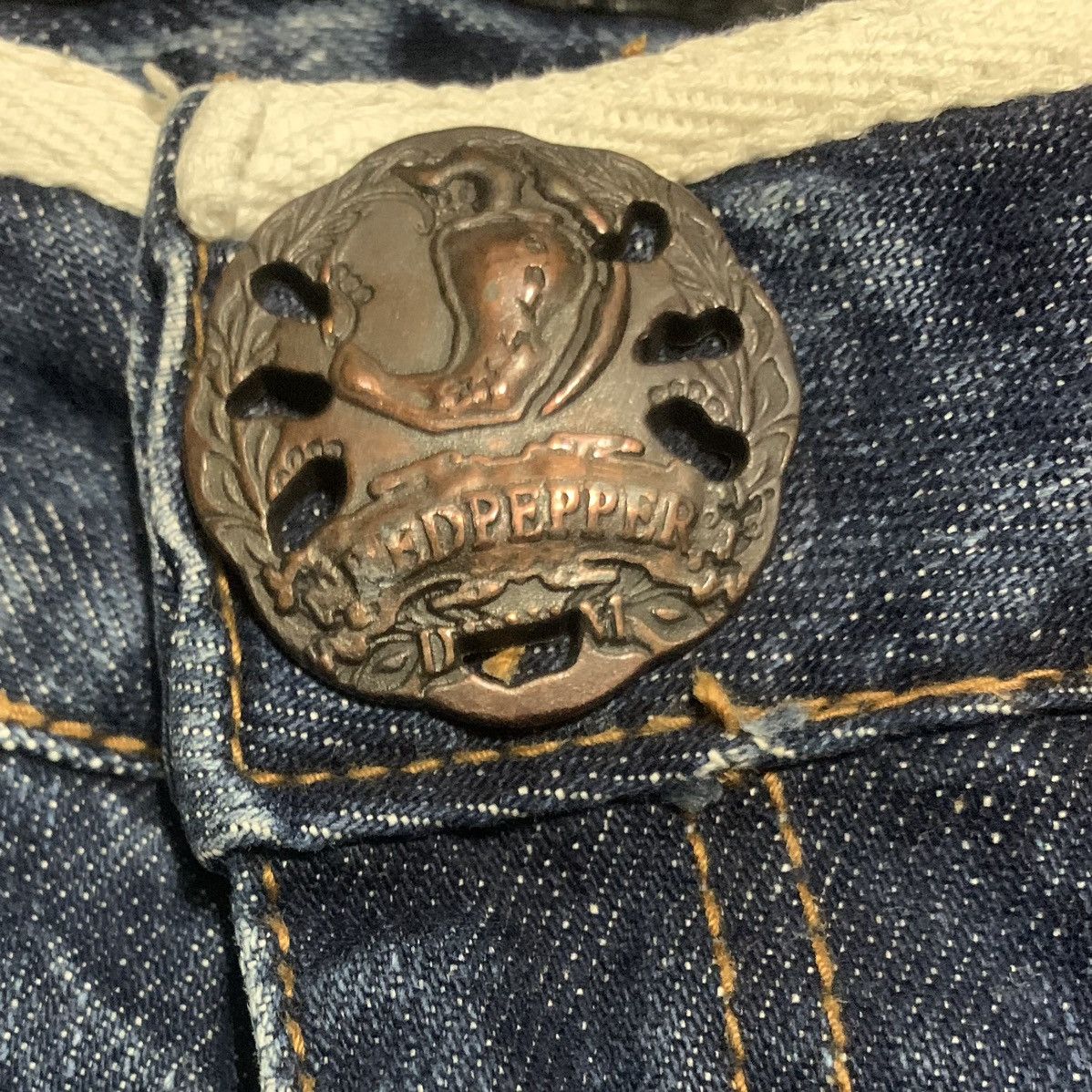 If Six Was Nine Vintage Red Repper Flare Bootcut Bell Bottom Blue Jeans Size 29" - 6 Thumbnail