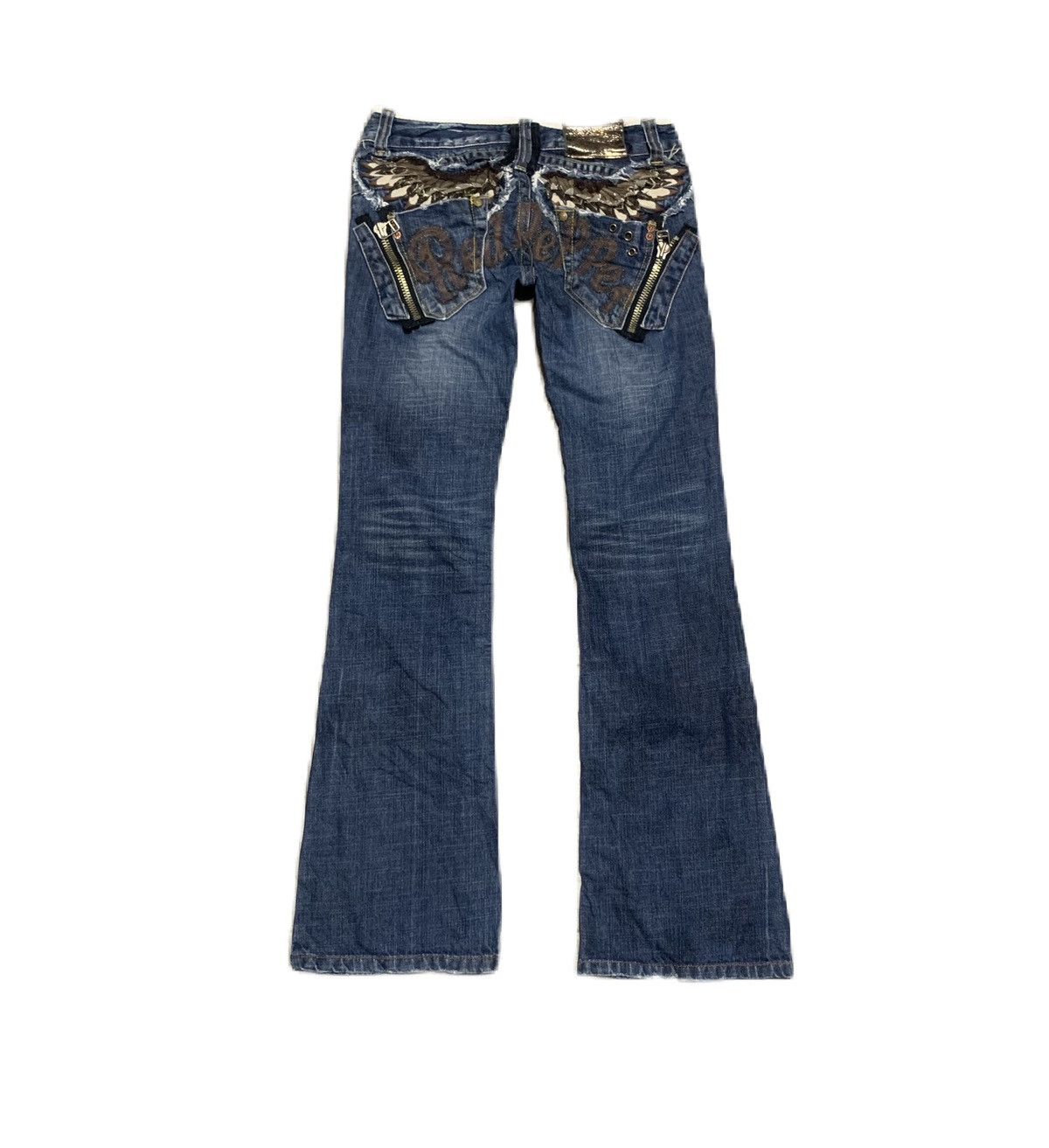 If Six Was Nine Vintage Red Repper Flare Bootcut Bell Bottom Blue Jeans Size 29" - 1 Thumbnail