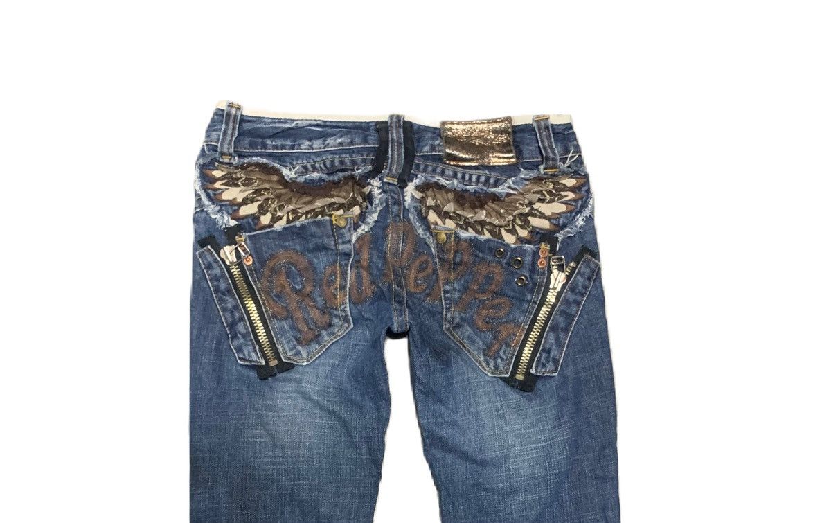 If Six Was Nine Vintage Red Repper Flare Bootcut Bell Bottom Blue Jeans Size 29" - 3 Thumbnail