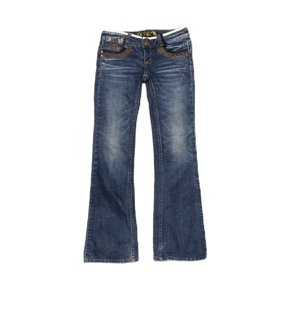 If Six Was Nine Vintage Red Repper Flare Bootcut Bell Bottom Blue Jeans Size 29" - 2 Thumbnail