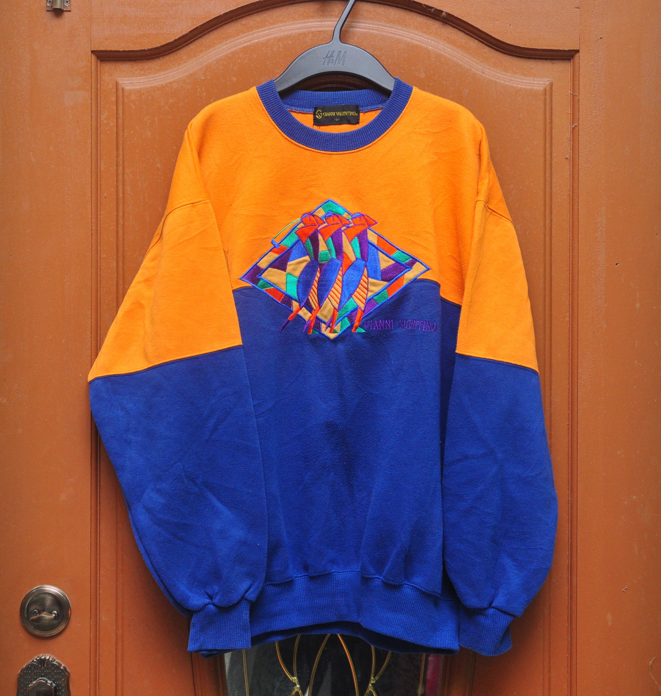 Japanese Brand × Valentino × Vintage Gianni Valentino Multicolour Sweetshirt Travis Scott Style Size US L / EU 52-54 / 3 - 1 Thumbnail