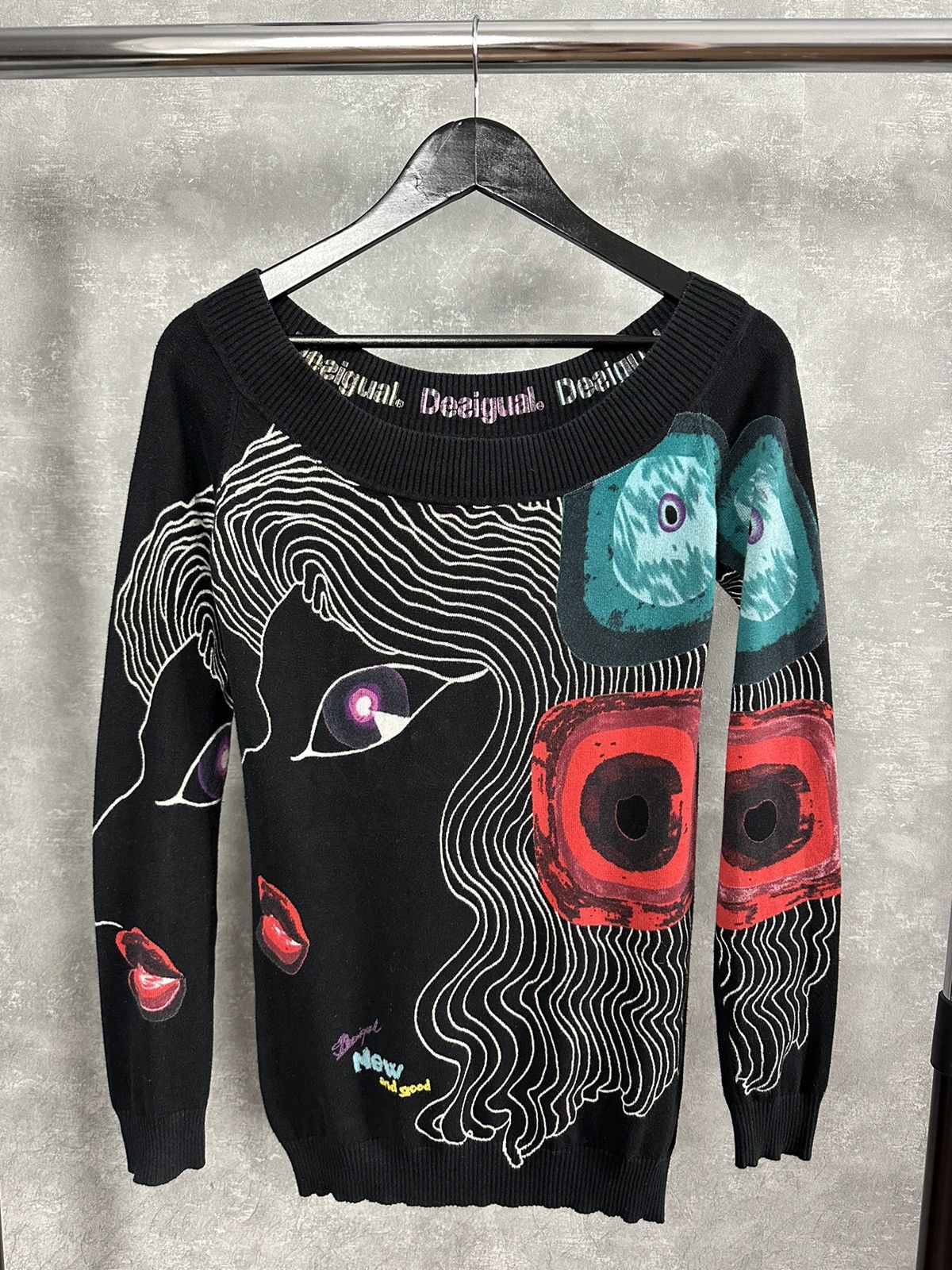 Desigual × Vintage Desigual Black Cotton Printed Sweater Size M / US 6-8 / IT 42-44 - 1 Thumbnail