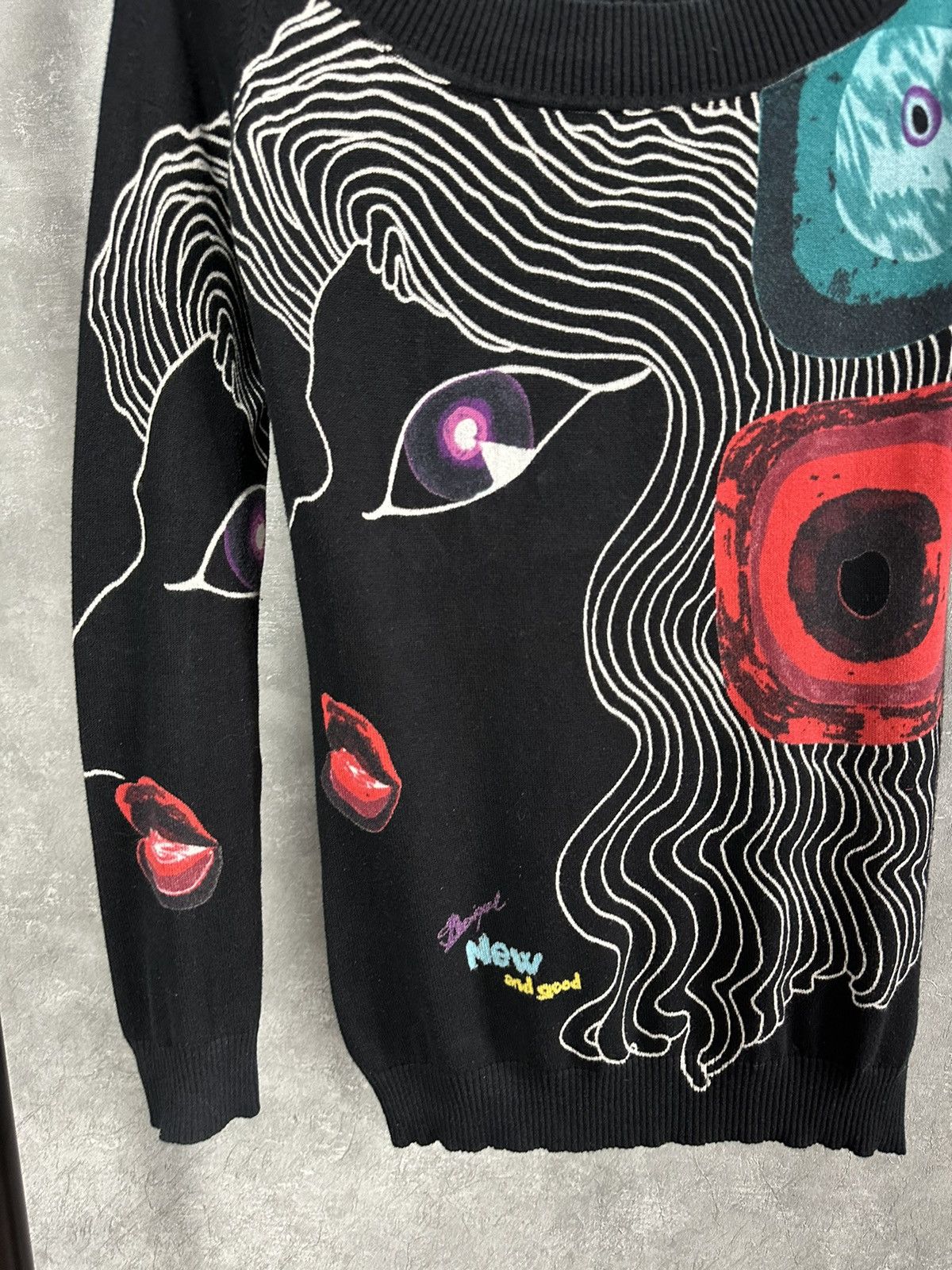 Desigual × Vintage Desigual Black Cotton Printed Sweater Size M / US 6-8 / IT 42-44 - 3 Thumbnail