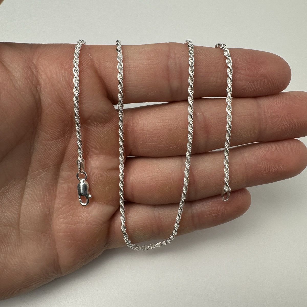 Jewelry Silver Chain Solid .925 Silver Rope Chain 2mm 22 Inches Size ONE SIZE - 4 Thumbnail
