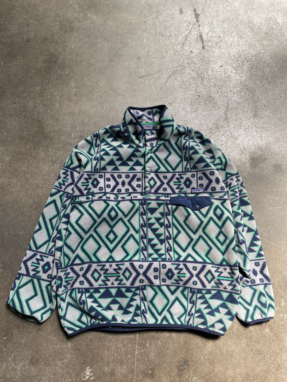 image of Patagonia Synchilla Aztec Snap Button Fleece Jacket, Men's (Size XL)