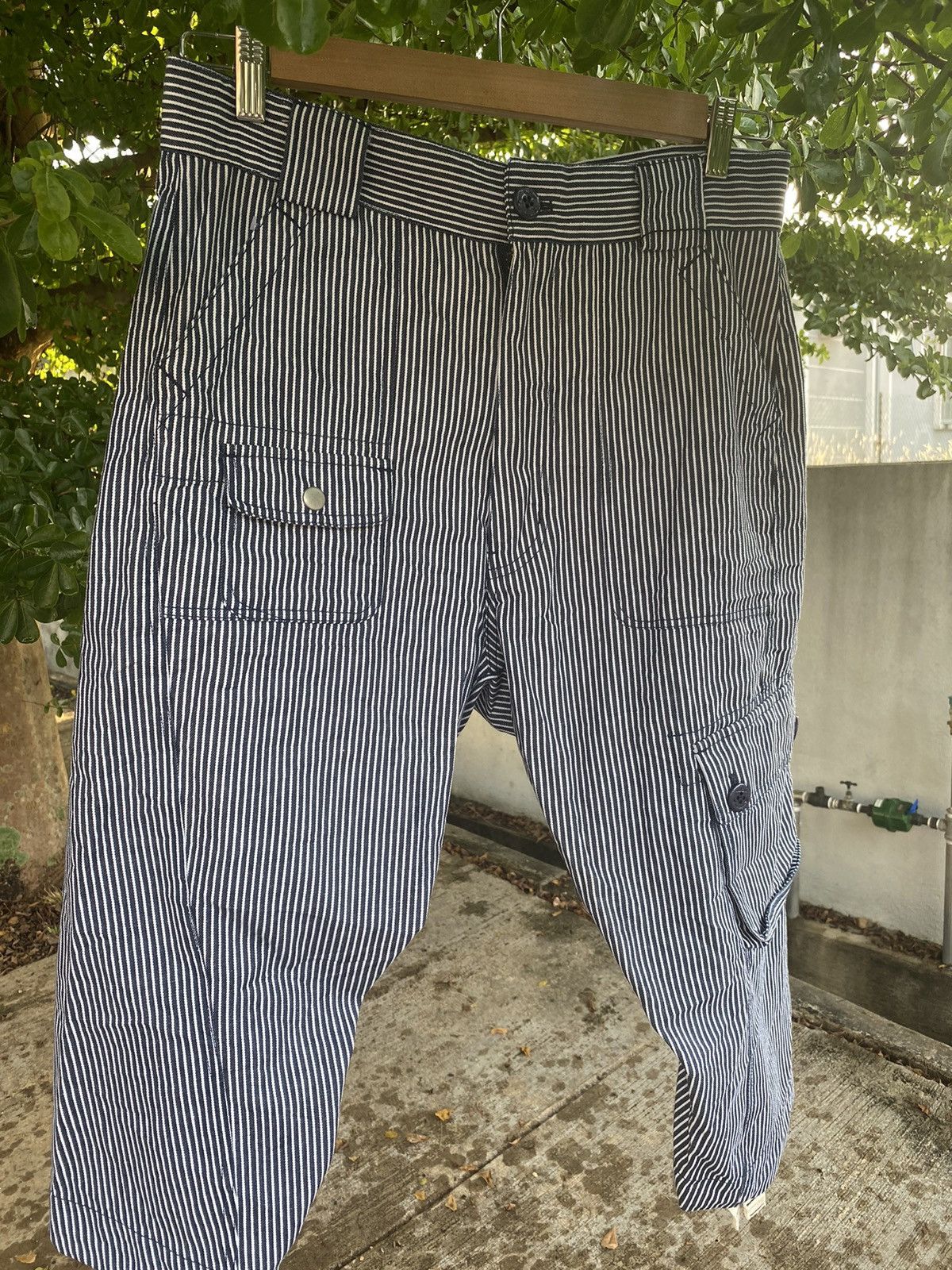 Japanese Brand Multiple Pocket Up Start Hickory Stripe Trousers Monkey Pant Size US 32 / EU 48 - 5 Thumbnail
