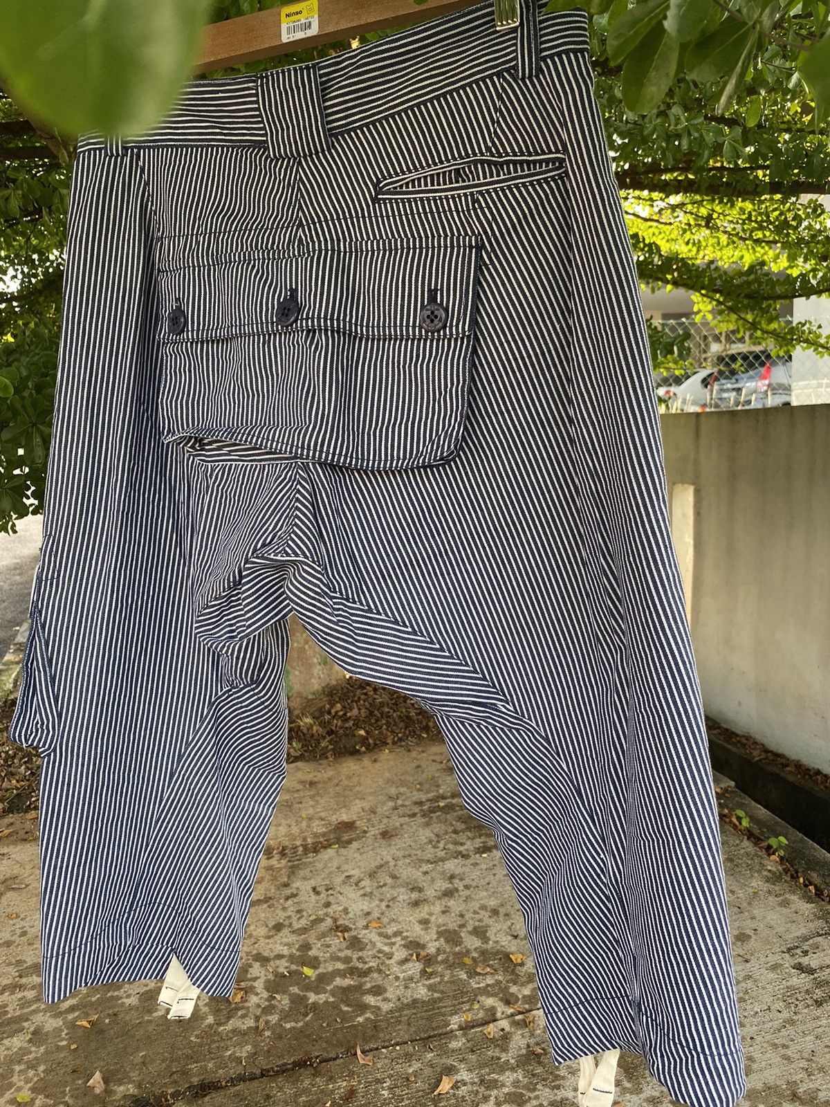 Japanese Brand Multiple Pocket Up Start Hickory Stripe Trousers Monkey Pant Size US 32 / EU 48 - 4 Thumbnail