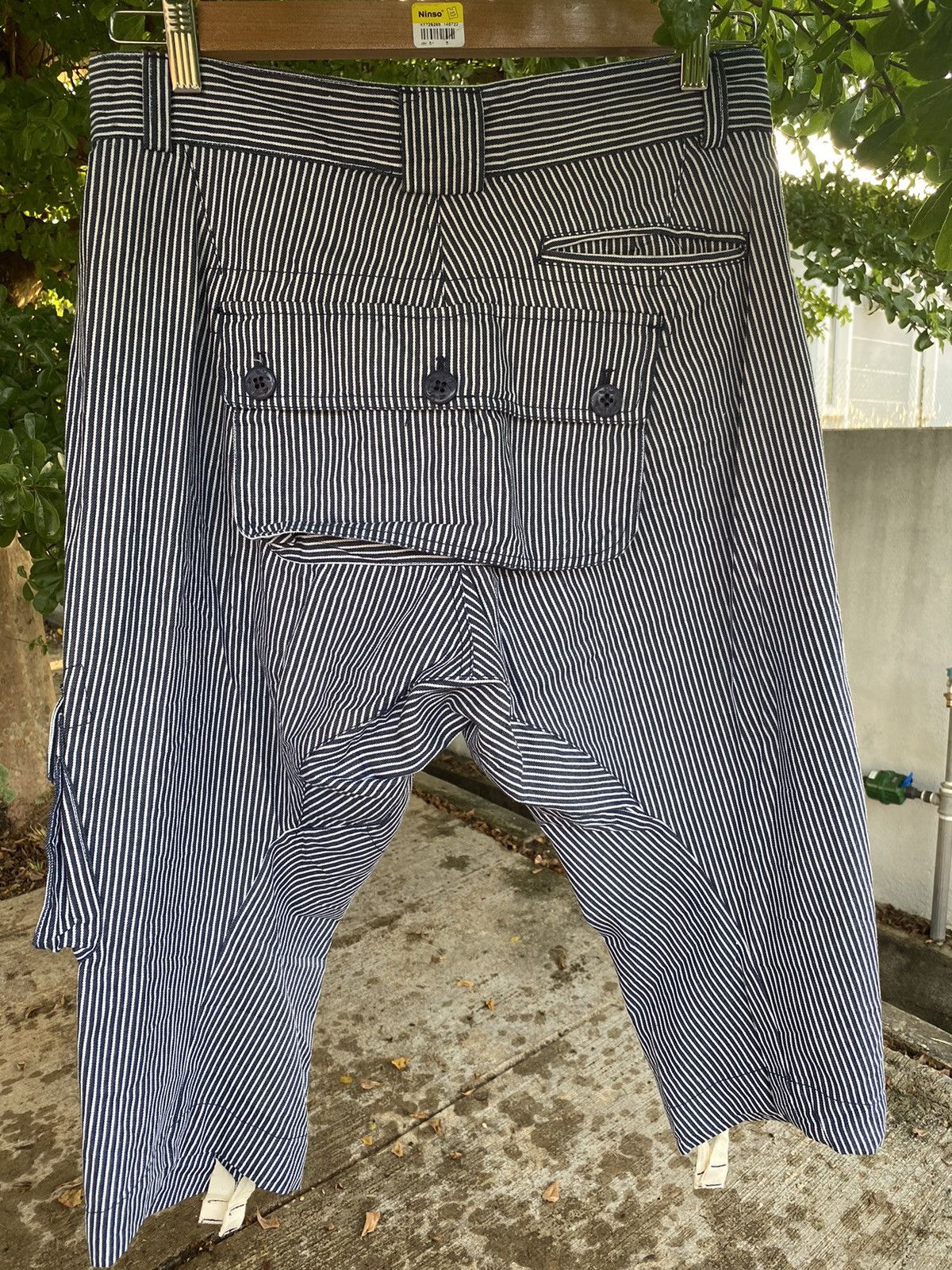 Japanese Brand Multiple Pocket Up Start Hickory Stripe Trousers Monkey Pant Size US 32 / EU 48 - 3 Thumbnail