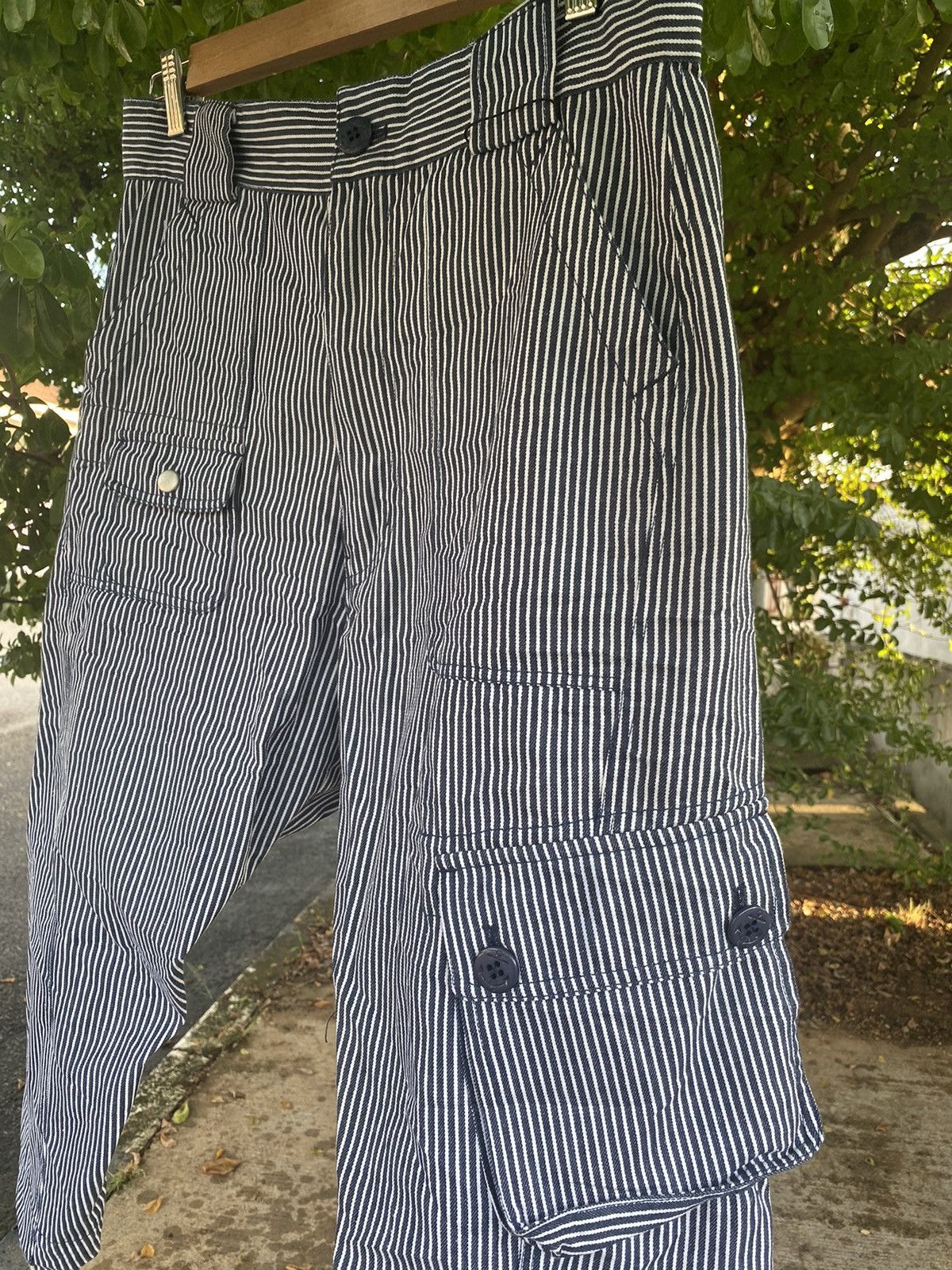 Japanese Brand Multiple Pocket Up Start Hickory Stripe Trousers Monkey Pant Size US 32 / EU 48 - 6 Thumbnail