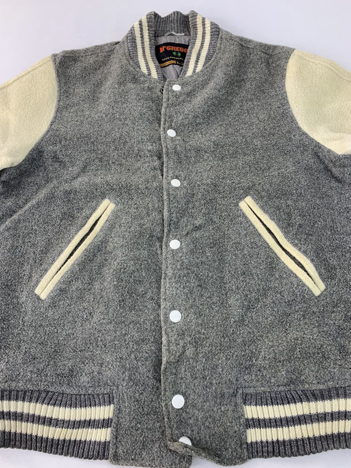 McGregor Rare 90s McGregor Simple Varsity Jacket Snap Button Style Size US L / EU 52-54 / 3 - 2 Thumbnail
