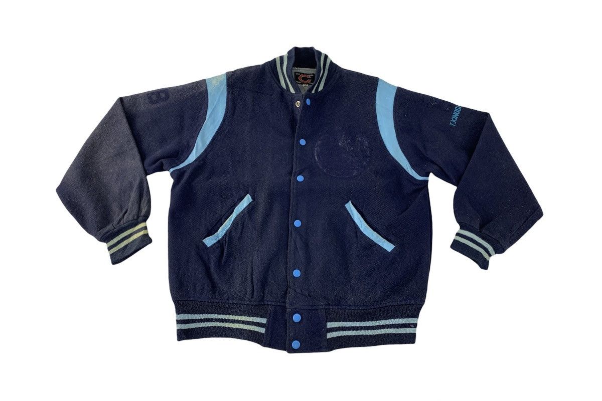 image of 90's Chuo Kanda Sport Tokyo Varsity Jacket Snap Button Design in Blueblack, Men's (Size Large)