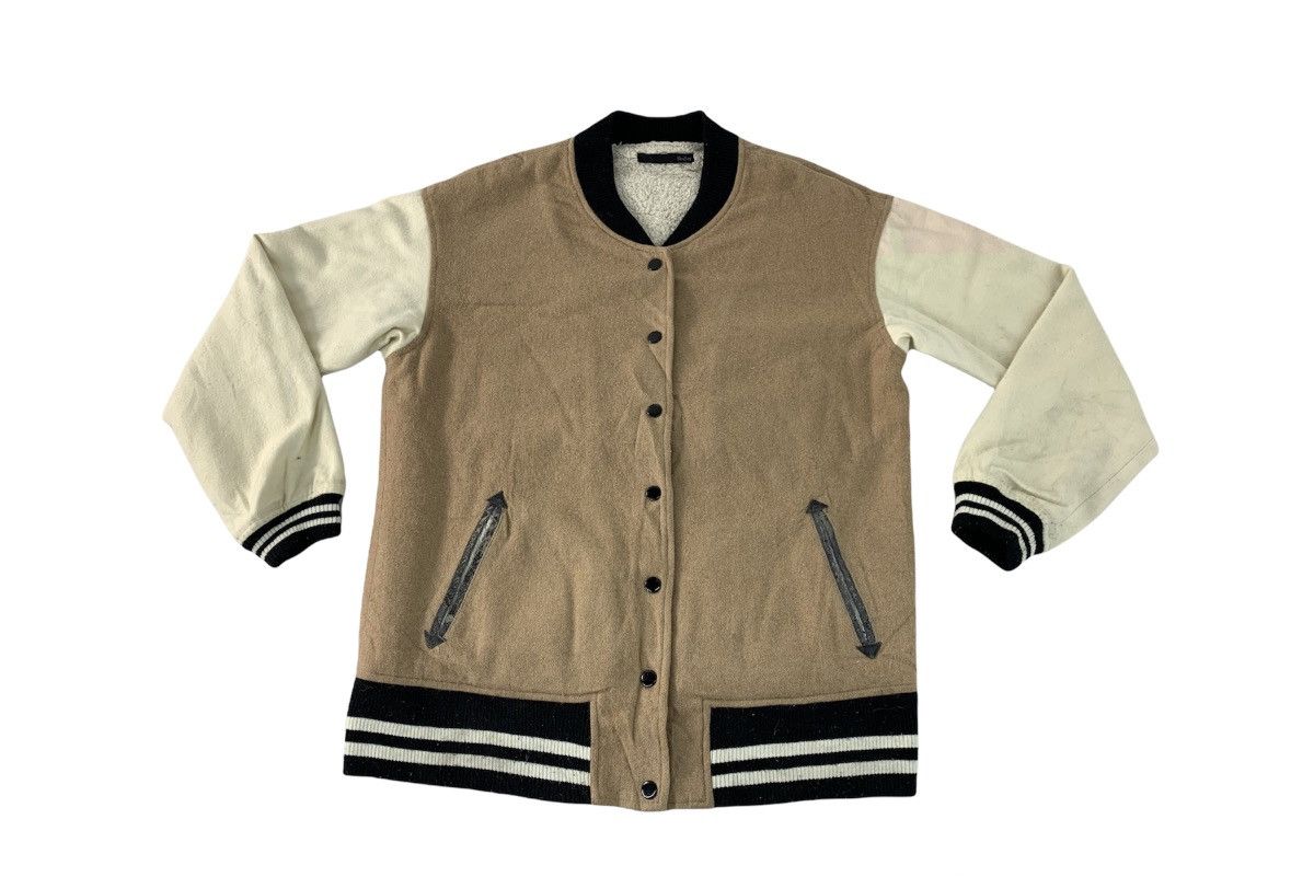 Japanese Brand Heather Varsity Jacket Wool Sleeve Snap Button Design Size US M / EU 48-50 / 2 - 1 Thumbnail