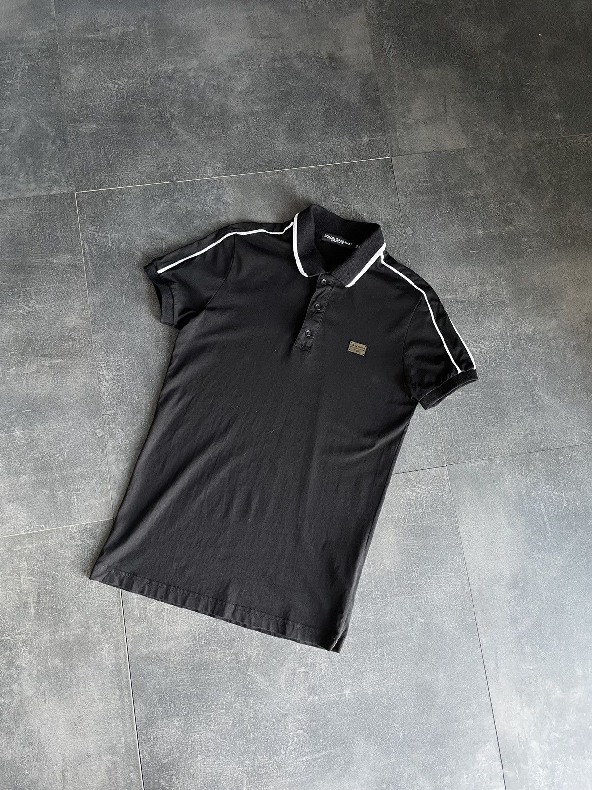 Vintage Dolce&Gabbana Luxury Black Polo Tee Shirt Size S