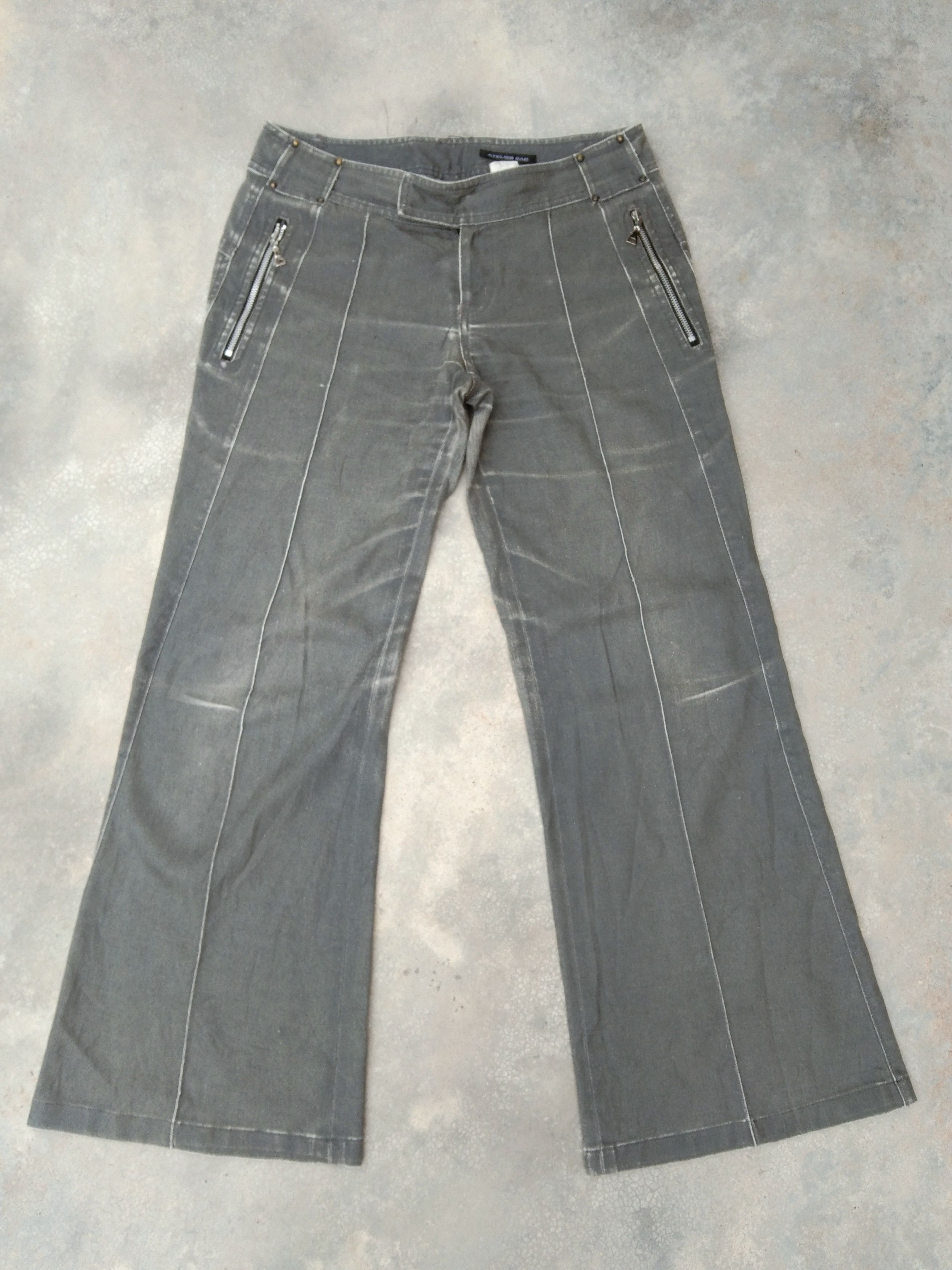 image of Jean x Vintage Atelier Sab Japan Flared Pants Yohji Style 29X28 in Grey, Men's