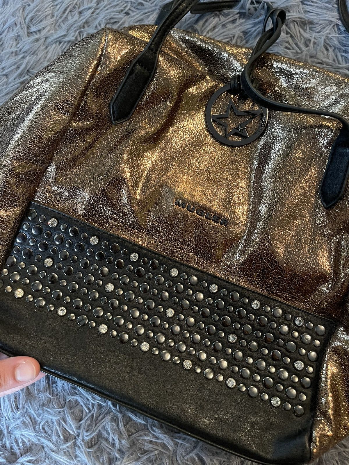 Mugler × Thierry Mugler Thierry Mugler shining gold with rhinestones luxury bag Size ONE SIZE - 2 Thumbnail