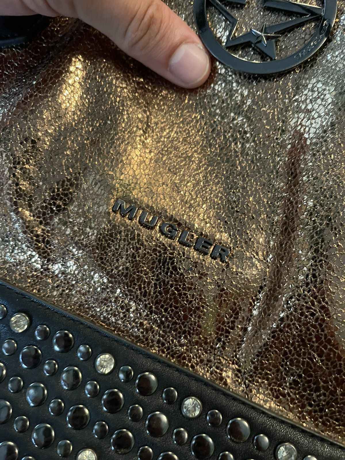 Mugler × Thierry Mugler Thierry Mugler shining gold with rhinestones luxury bag Size ONE SIZE - 3 Thumbnail