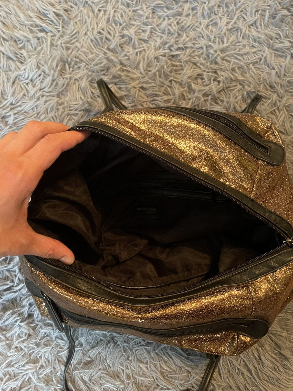 Mugler × Thierry Mugler Thierry Mugler shining gold with rhinestones luxury bag Size ONE SIZE - 8 Thumbnail