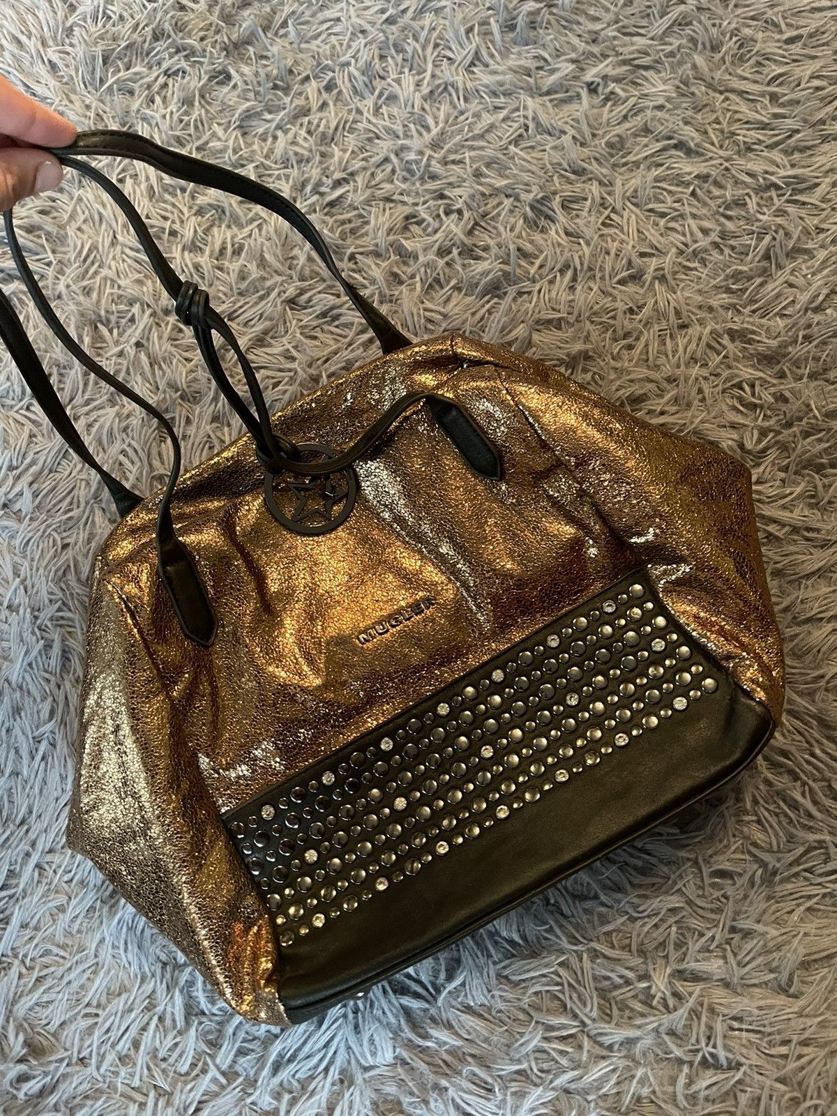 Mugler × Thierry Mugler Thierry Mugler shining gold with rhinestones luxury bag Size ONE SIZE - 1 Thumbnail