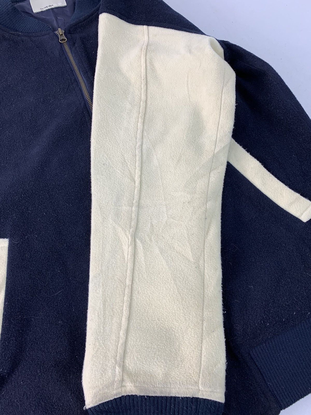 Other Olive des Olive Fleece Varsity Jacket Zip Up Wool Design Size US M / EU 48-50 / 2 - 17 Thumbnail