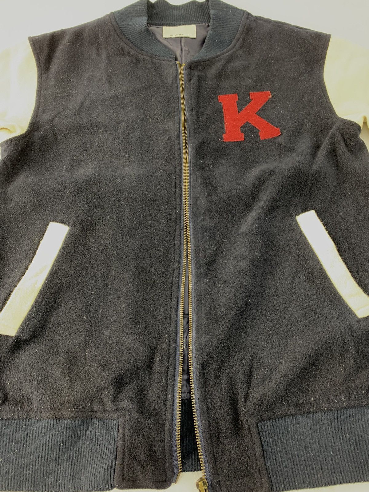 Other Olive des Olive Fleece Varsity Jacket Zip Up Wool Design Size US M / EU 48-50 / 2 - 5 Thumbnail