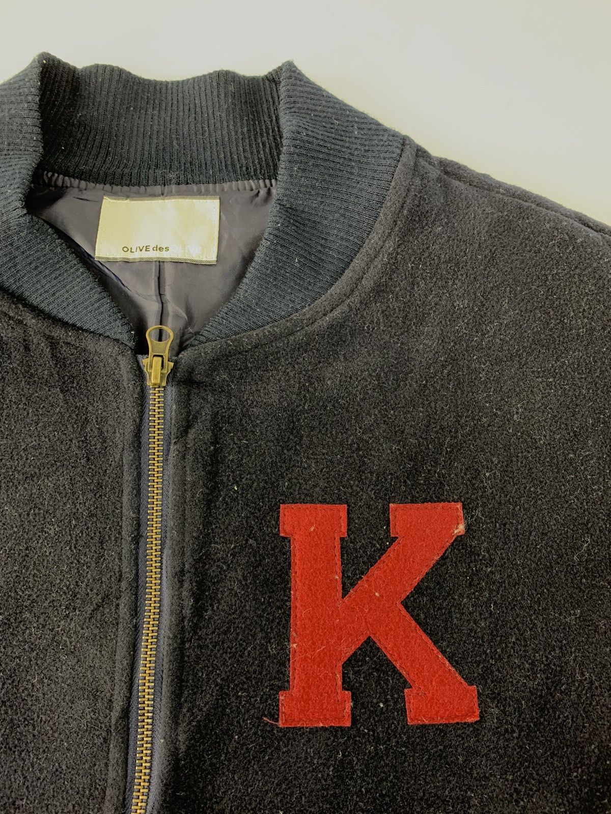 Other Olive des Olive Fleece Varsity Jacket Zip Up Wool Design Size US M / EU 48-50 / 2 - 3 Thumbnail