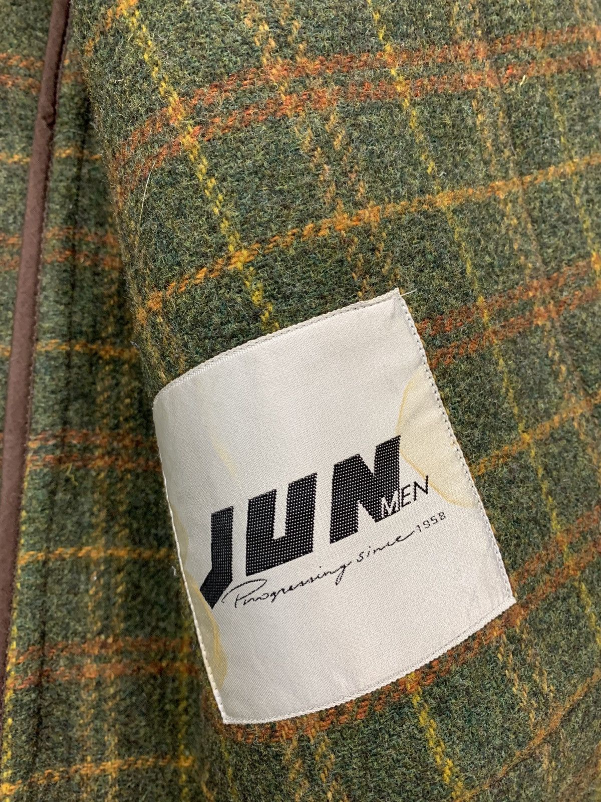 Japanese Brand Vintage Jun Men Wool Coat Duffel Button Up Size US L / EU 52-54 / 3 - 6 Thumbnail
