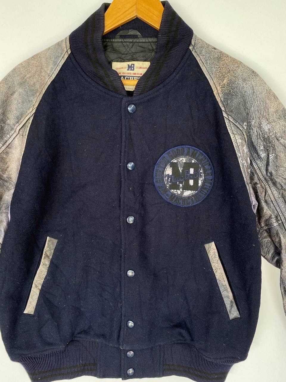 ジャケット・アウター vintage 80s MAC BETH studium jkt Vintage 80s Macbeth Leather Varsity Stadium Jacket