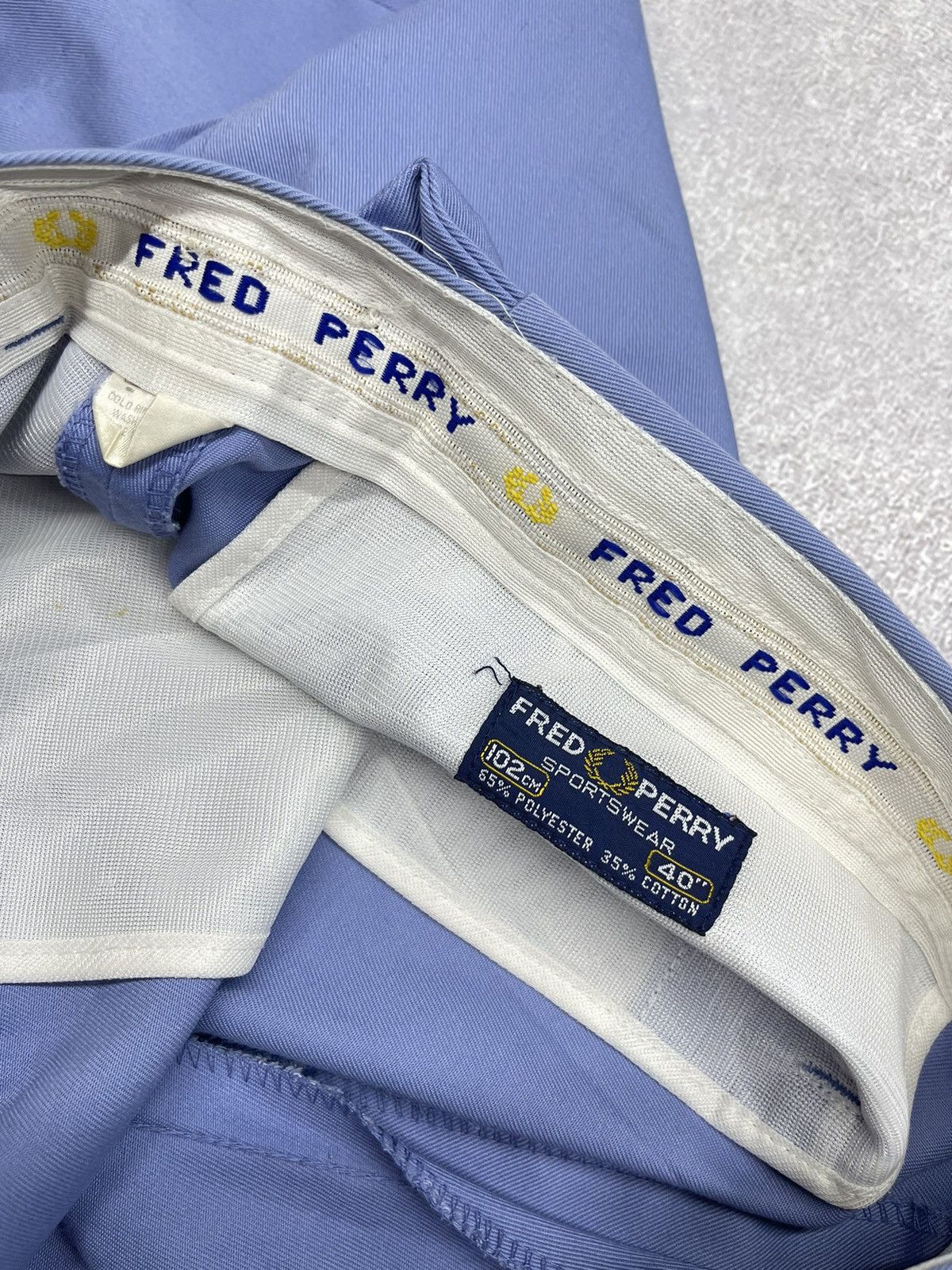 Fred Perry × Vintage Vintage 80’s Fred Perry Tennis Shorts Blue Y2K Size US 38 / EU 54 - 8 Thumbnail