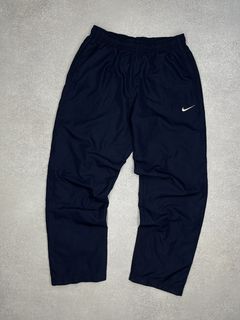 Vintage Nike Track Pants Light Blue Polyester Sweatpants Black