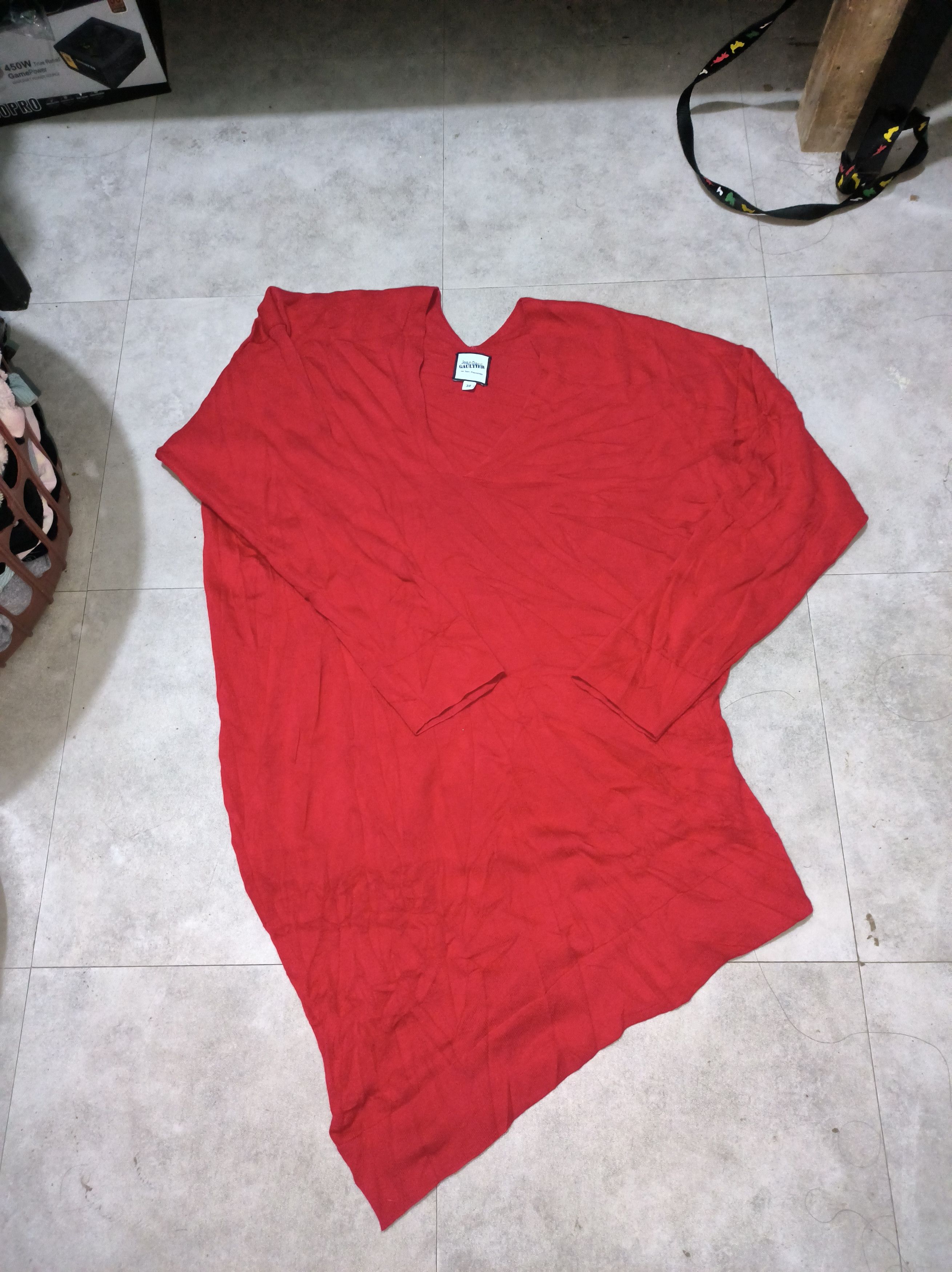 image of Jean Paul Gaultier Assymetric Longsleeve in Red, Women's (Size XS)