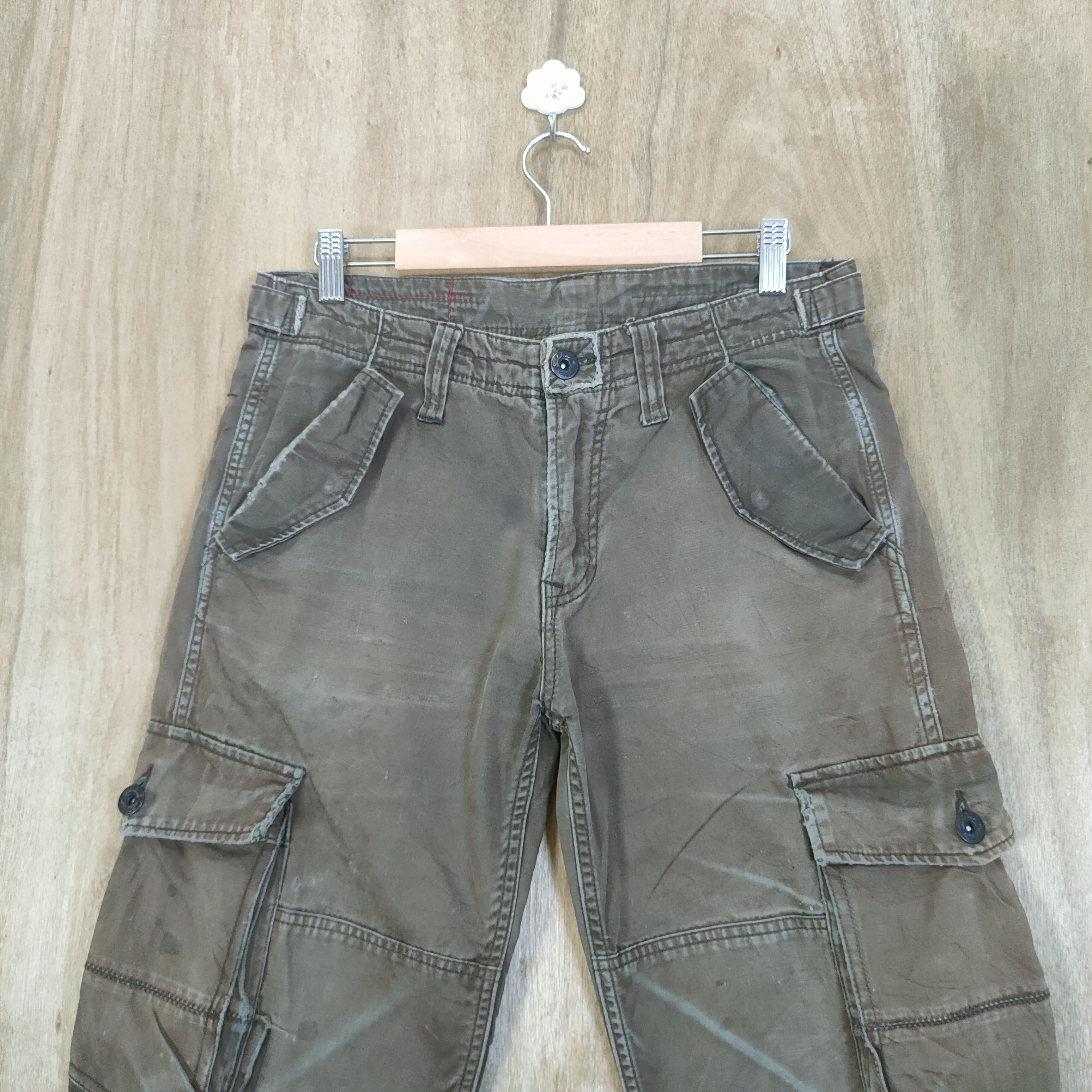 Global Work VINTAGE FADED BROWN CARGO PANTS Size US 30 / EU 46 - 2 Thumbnail