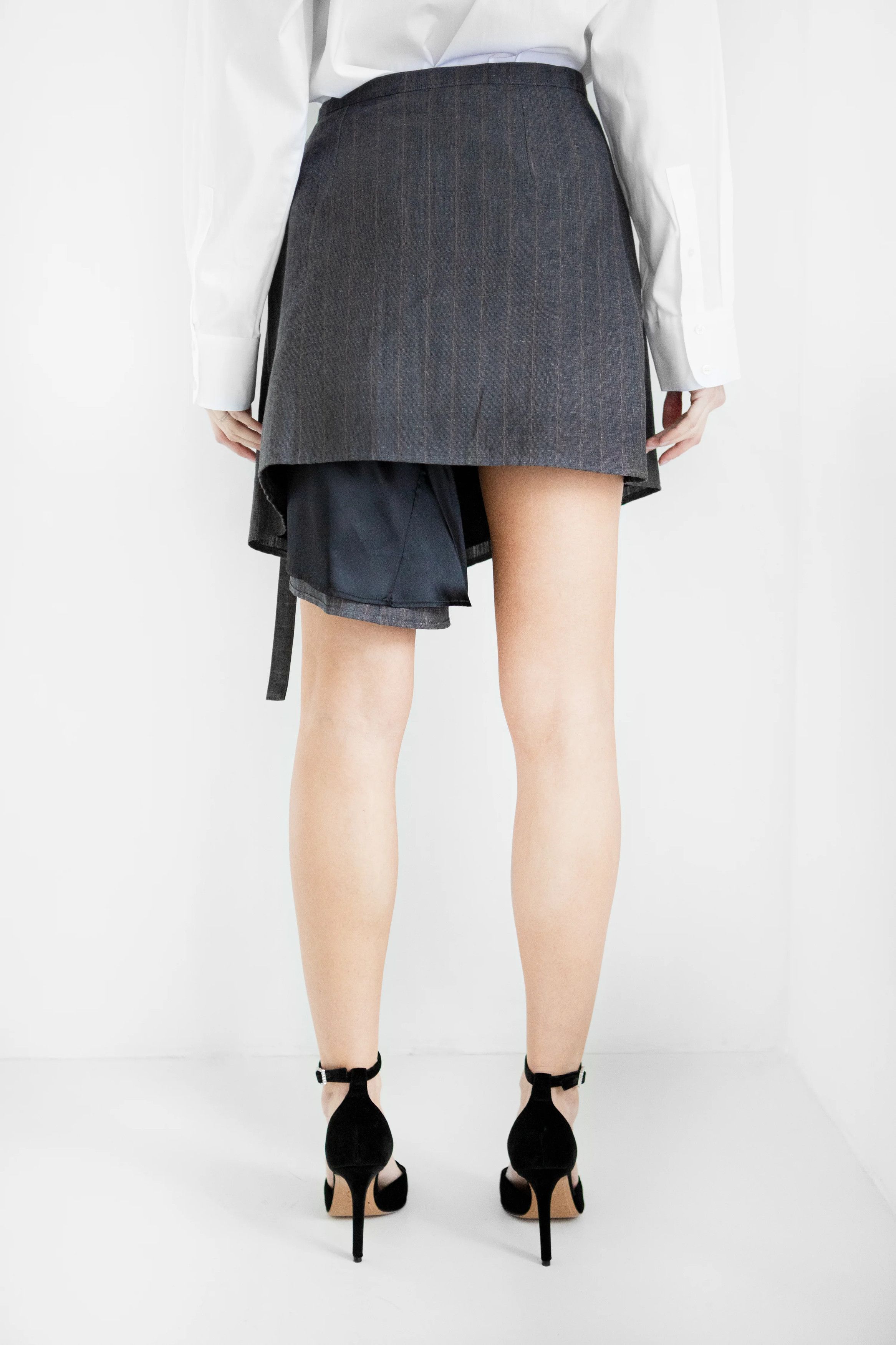 Y/Project Y/Project Linen Asymmetrical Grey Skirt Size 27" / US 4 / IT 40 - 2 Thumbnail