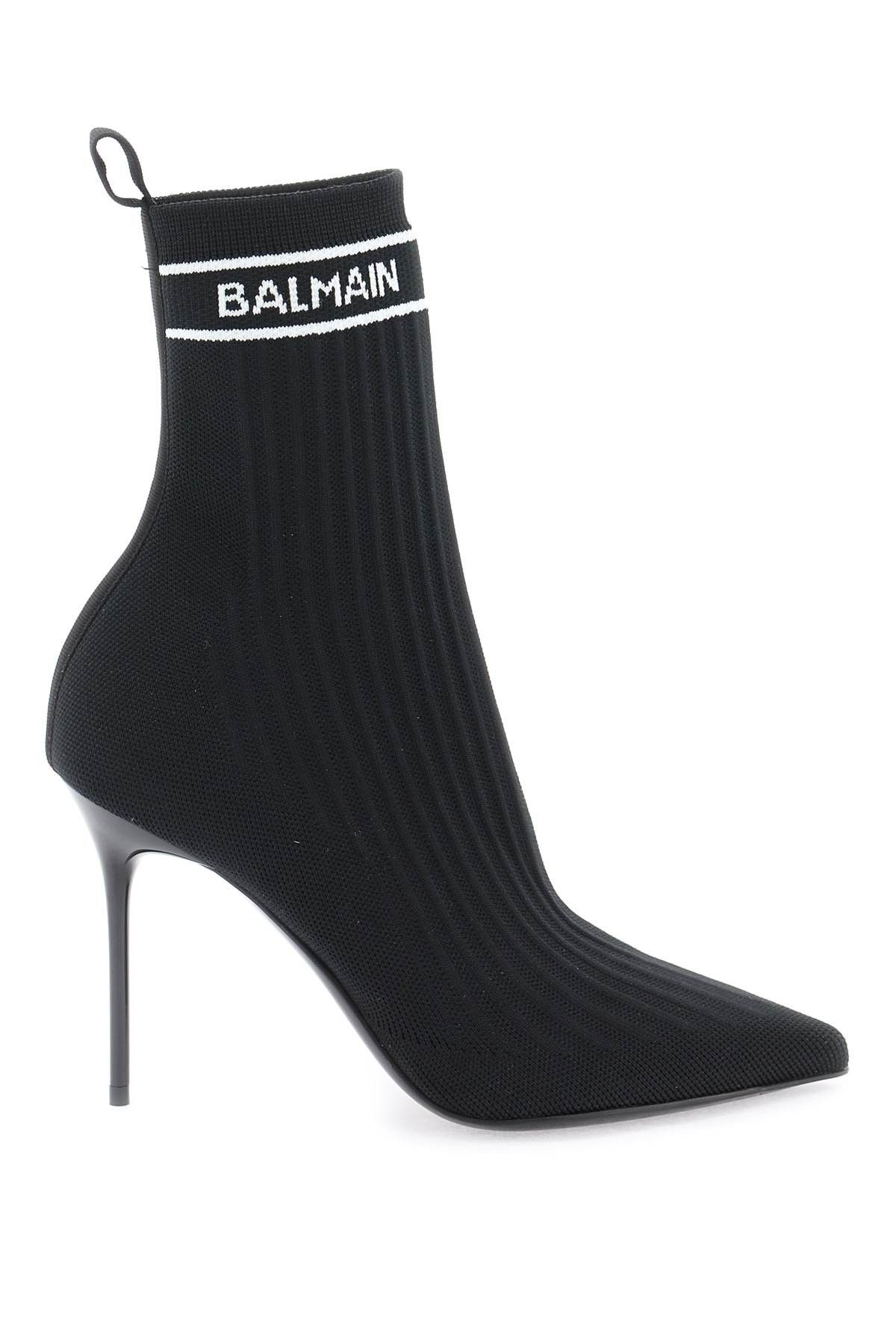 BALMAIN 26S KNEE-HIGH BOOTS 100 MM IN LIGHT BLUE DENIM