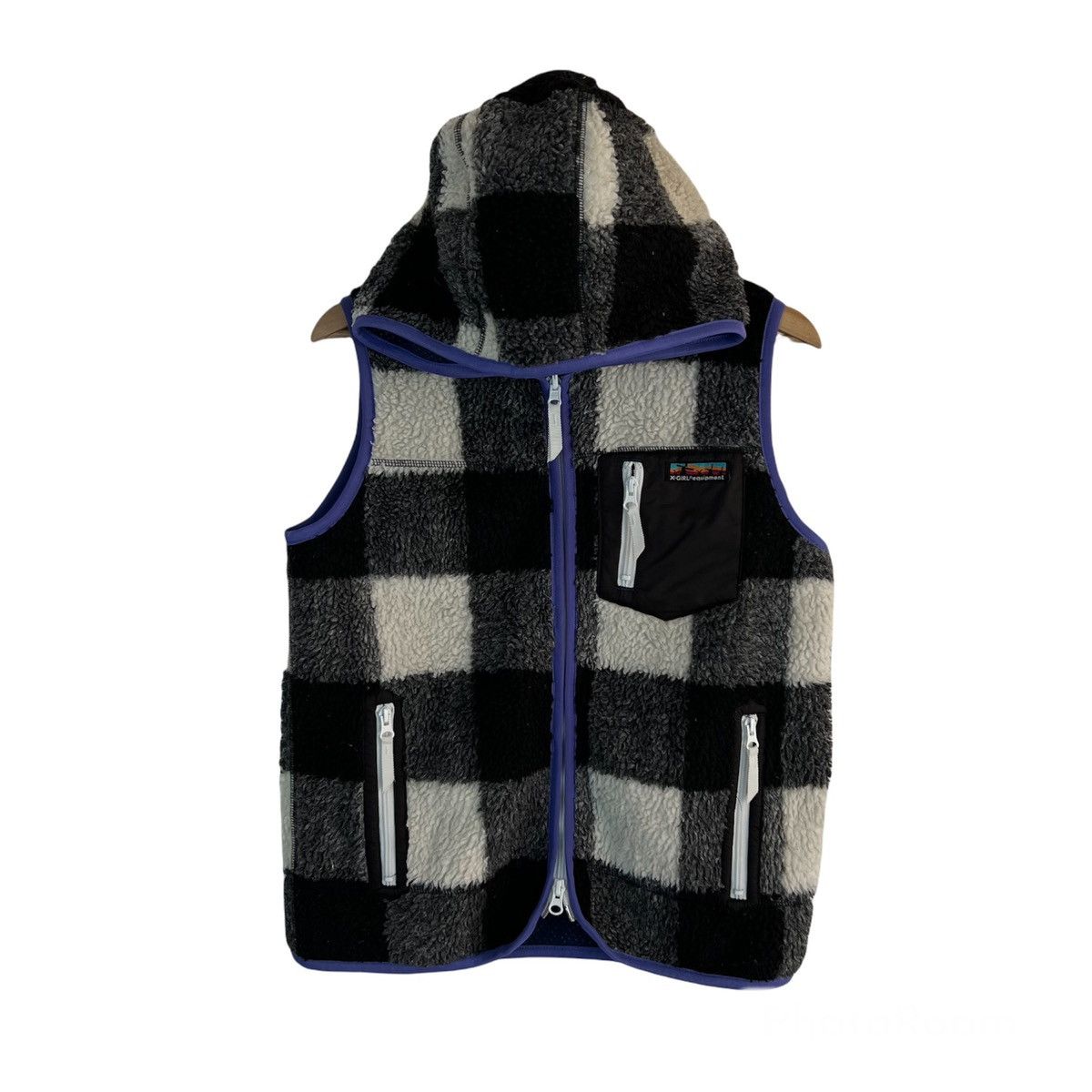 TARTAN DESIGN PUNK STYLE FLEECE VEST X-GIRL