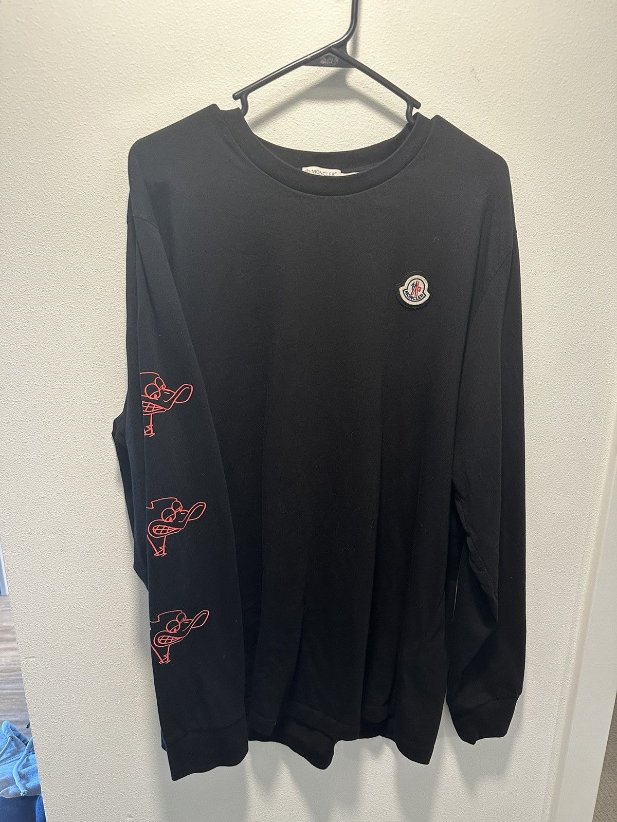 image of Moncler Duck L/s Tee in Black, Men's (Size 2XL)