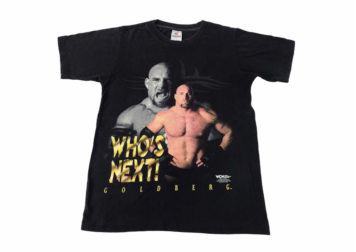 image of Made In USA x Vintage Wcw Wwe World Champion Wrestling Goldberg Printed Tee in Black (Size Medium)