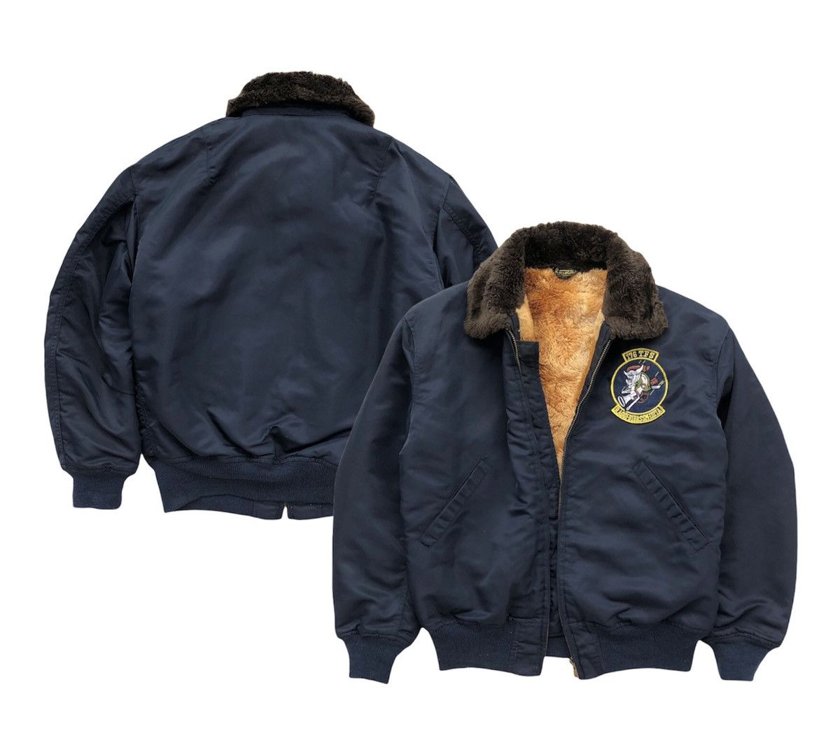 Vintage Vintage Houston Shearling Flight bomber MA-1 jacket Size US M / EU 48-50 / 2 - 1 Thumbnail