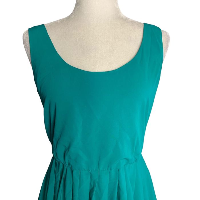 Calvin Klein Calvin Klein Pleated Sleeveless Swing Dress 6 Teal Elastic