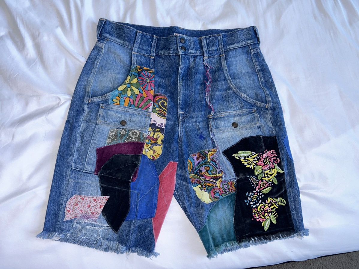 Kapital RARE Kapital Psychedelic OKABELLBO denim jeans shorts | Grailed