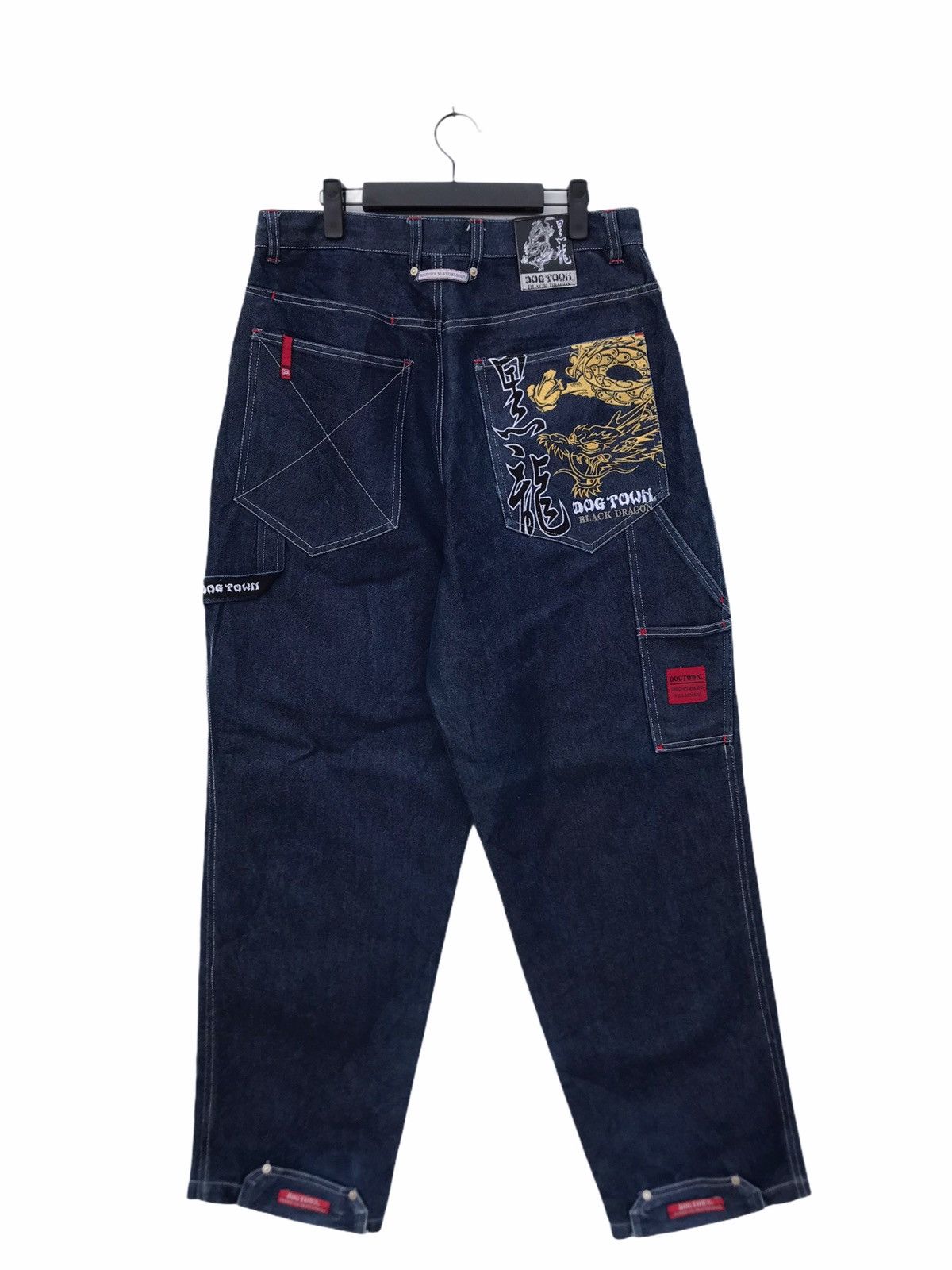 image of Dogtown Vintage Dog Town Dragon Embriodery Carpenter Pant in Blue, Men's (Size 34)