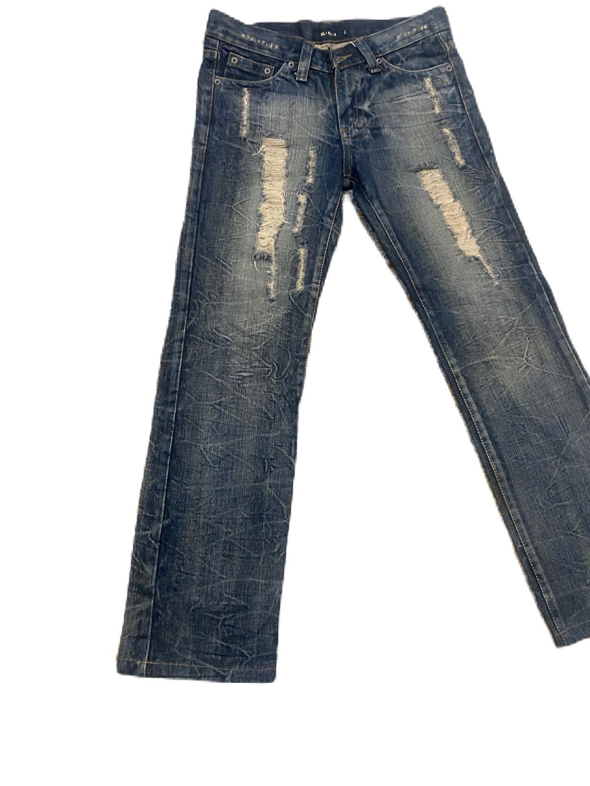 Japanese Brand STRAIGHT CUT JAPANESE BRAND K-U-I DISTRESS STYLE Size US 30 / EU 46 - 3 Thumbnail